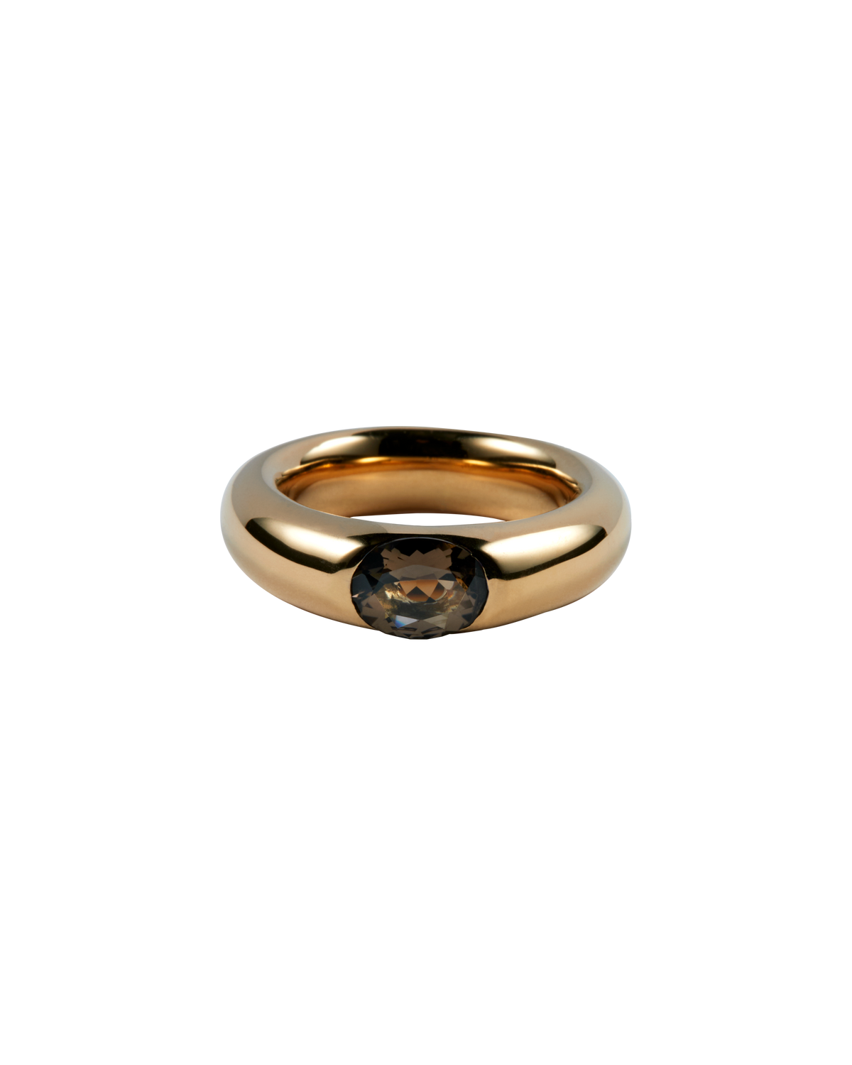 One Stone Ring Smoky quartz -Gold-