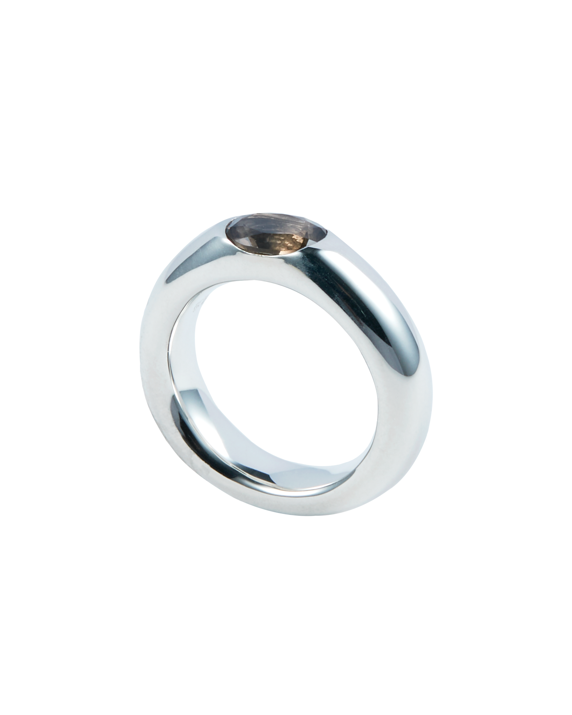 One Stone Ring Smoky quartz -Silver-