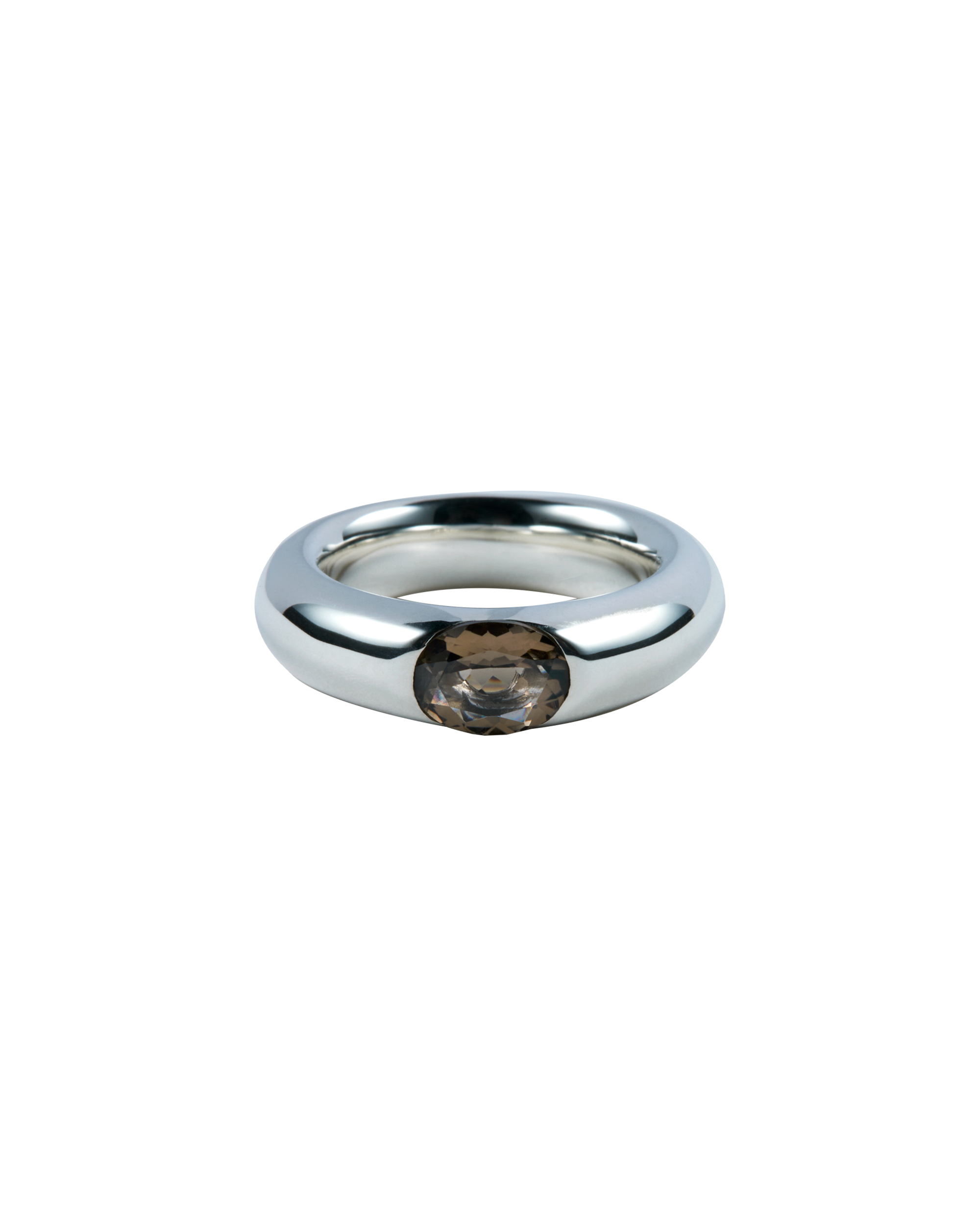 One Stone Ring Smoky quartz -Silver-