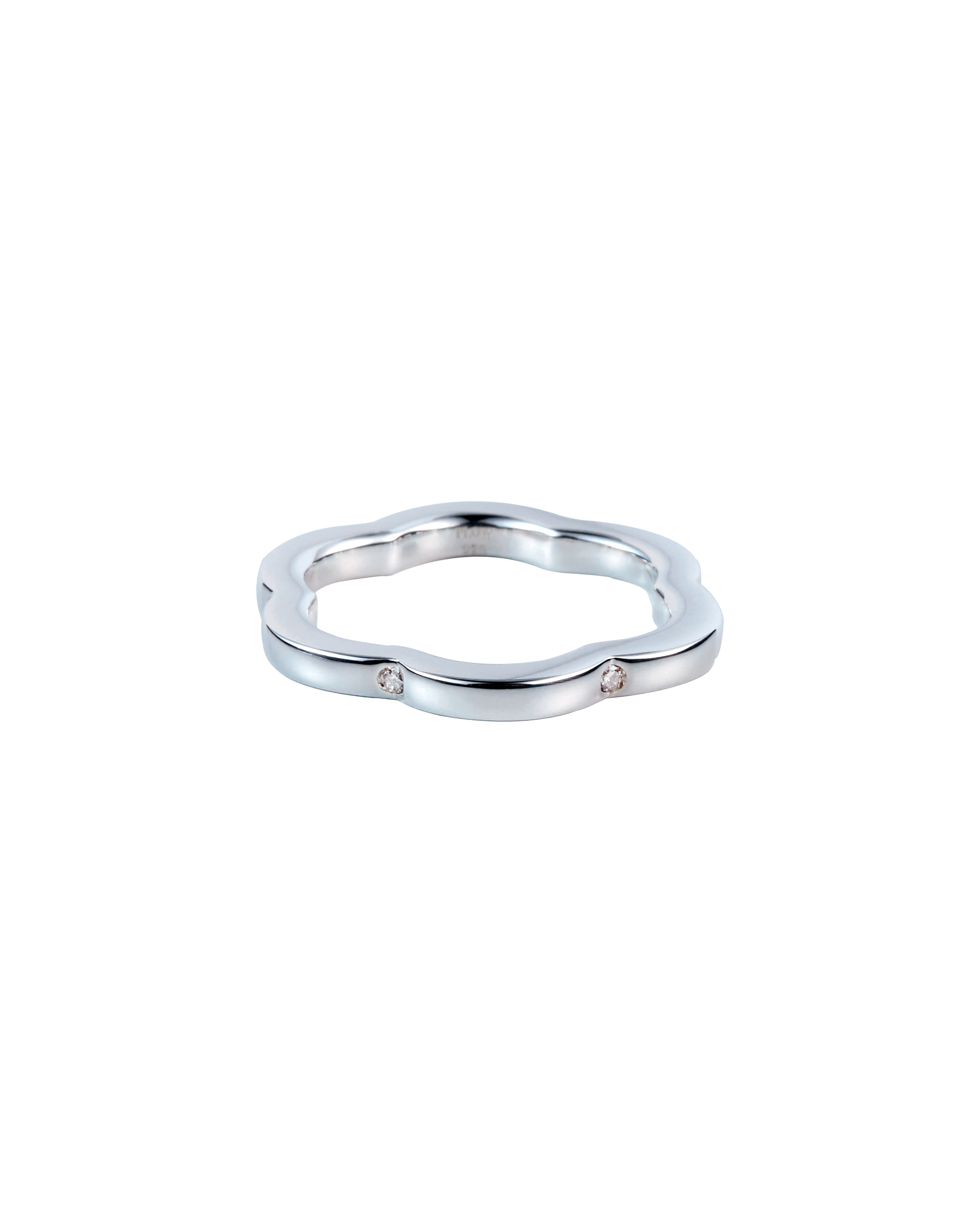 Flower Line Ring Diamond -Silver-