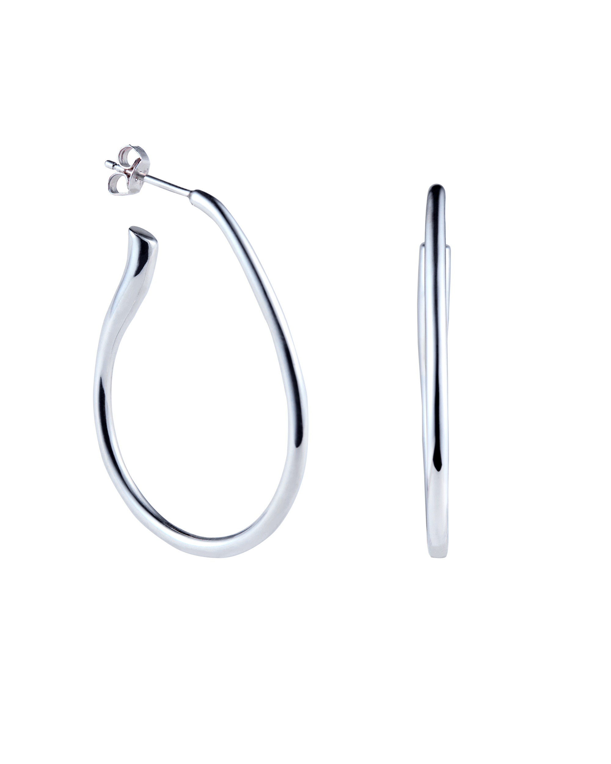 Flower Stalk Pierces L -Silver-