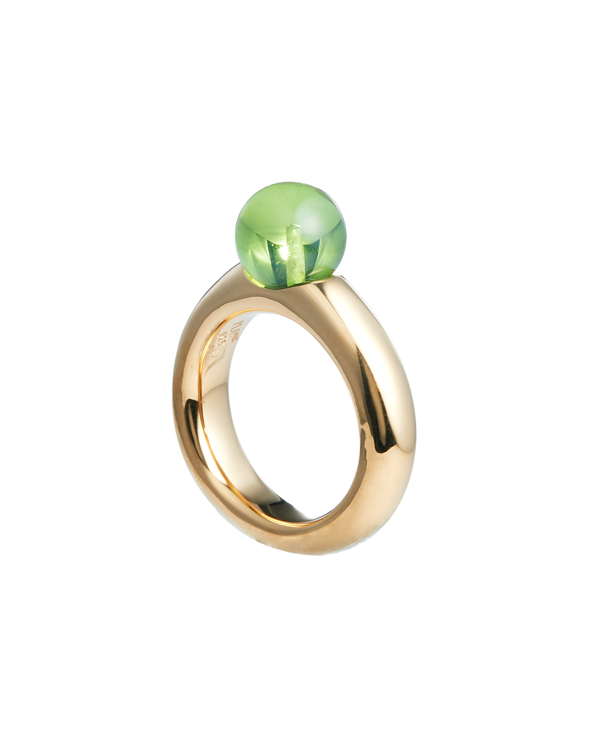 Sphere Amber Ring Gold -Green-