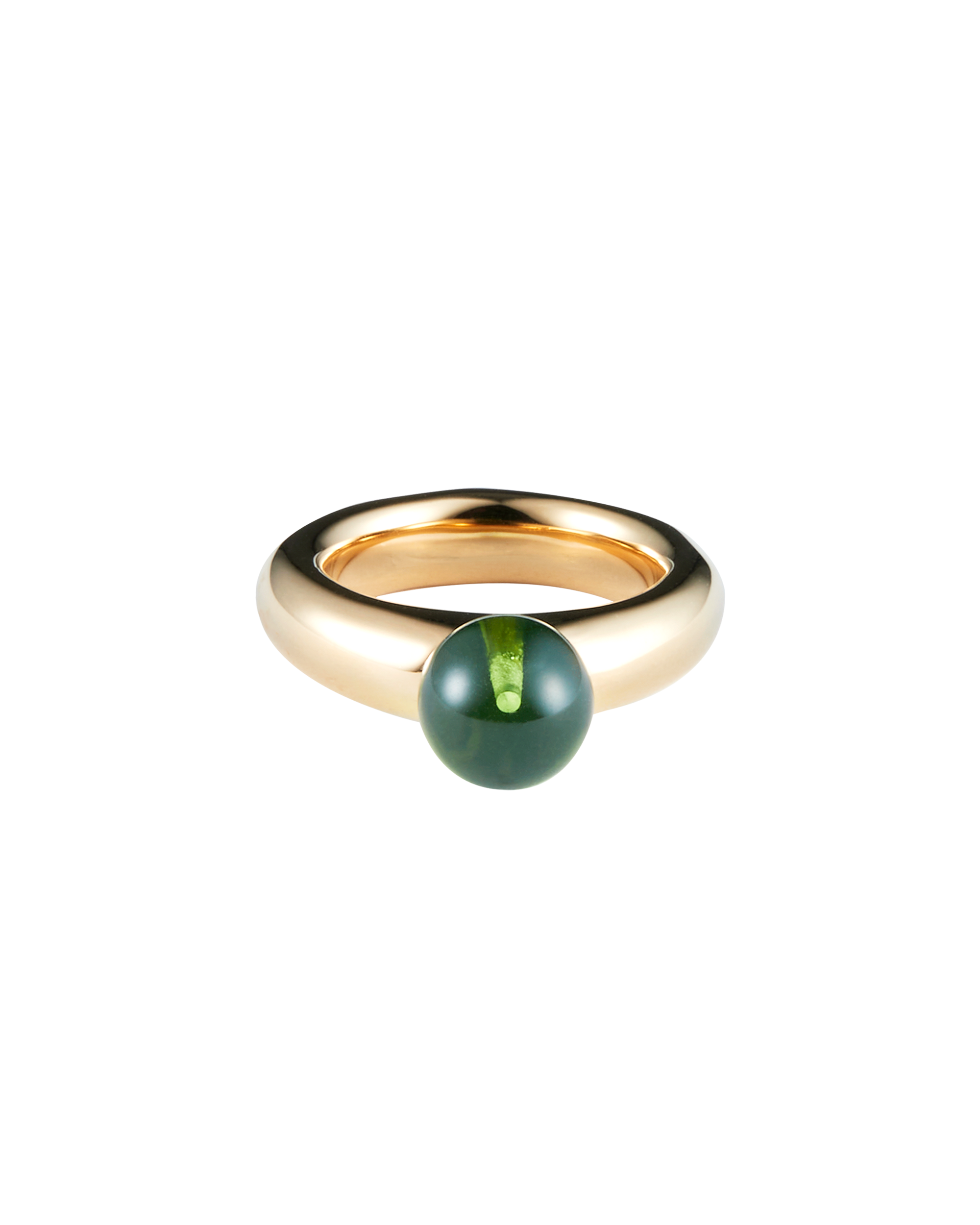 Sphere Amber Ring Gold -Green-