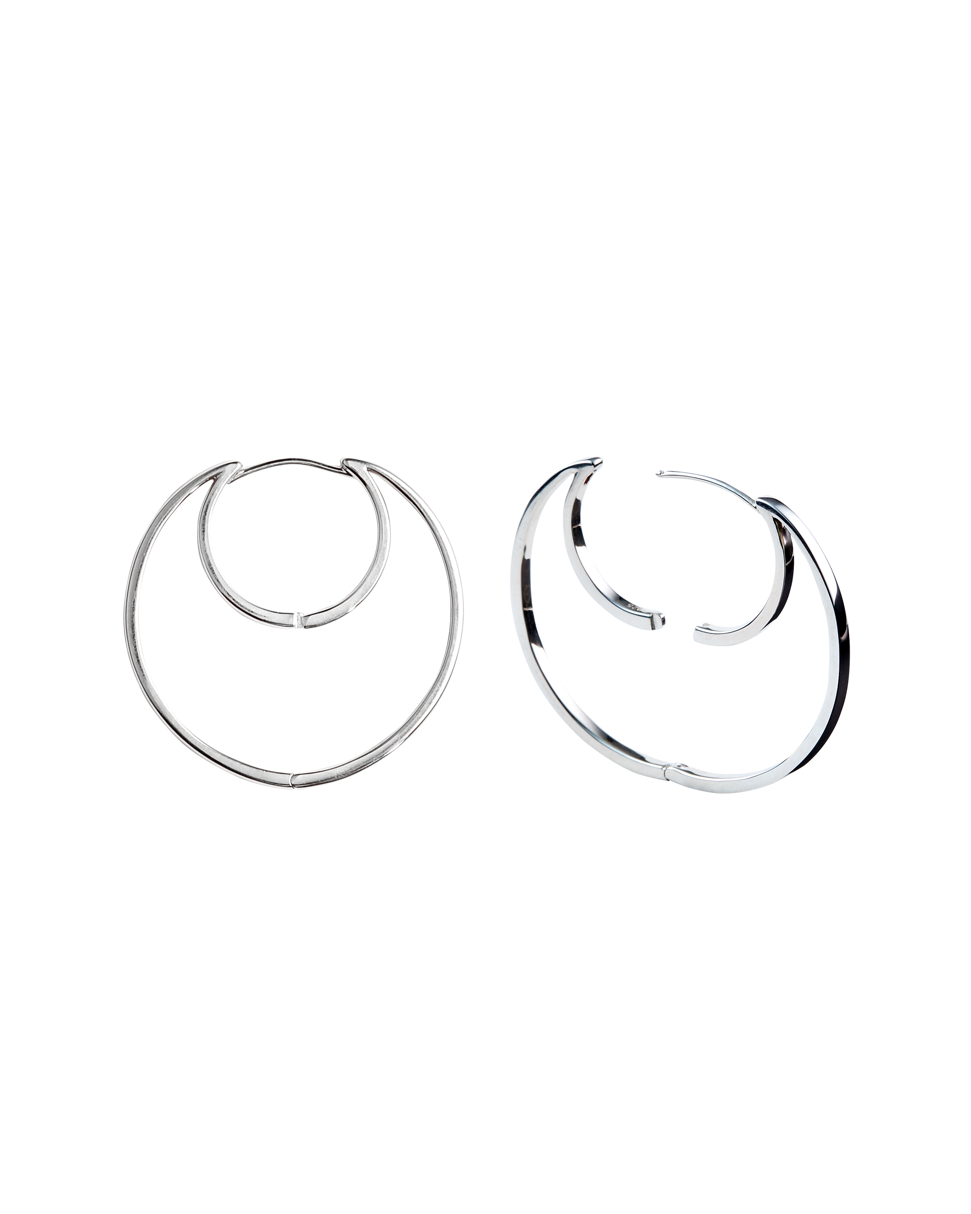 Hug Moon Hoop Pierce L -Silver-