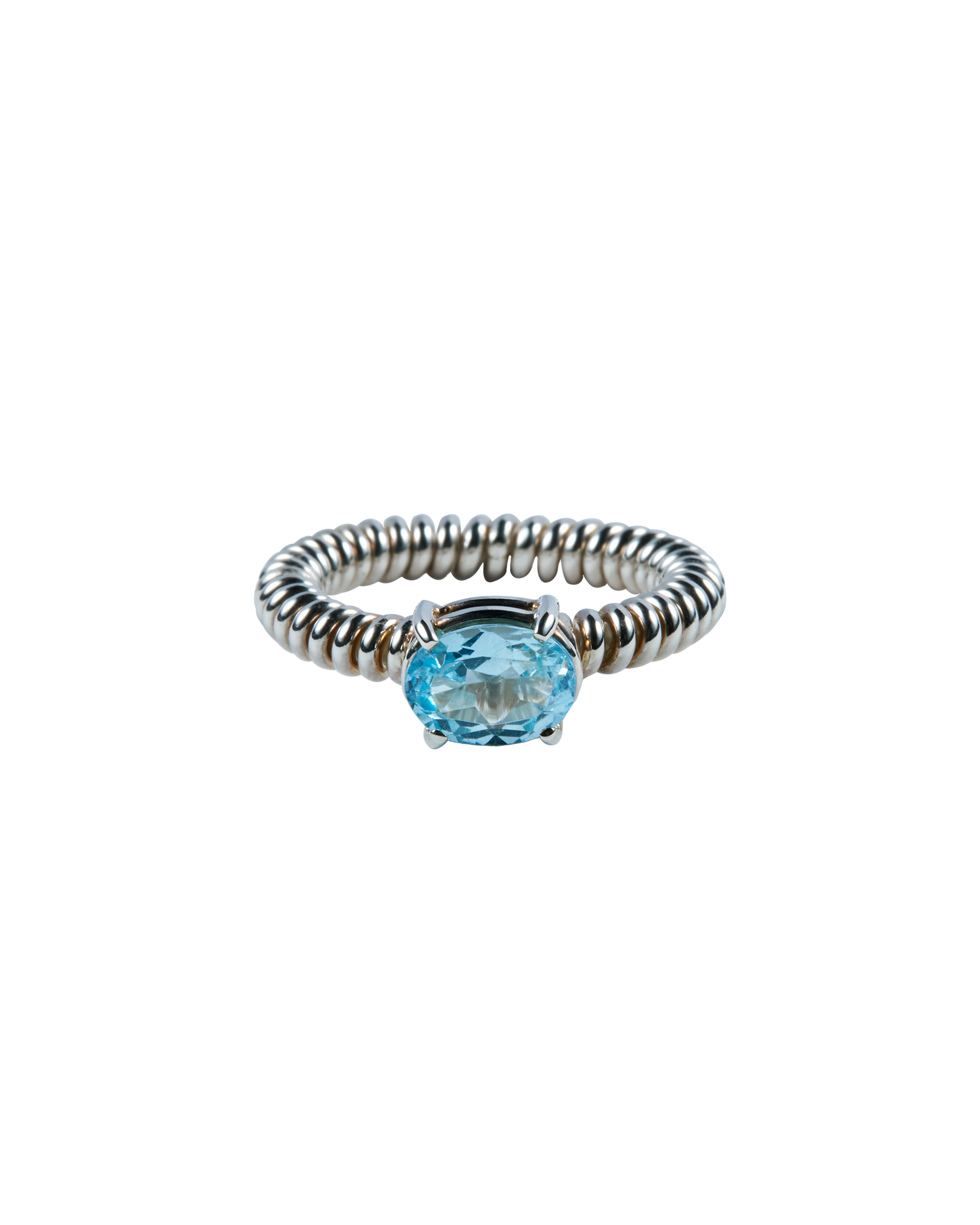 Blue Topaz Spring Stone Ring -Silver-