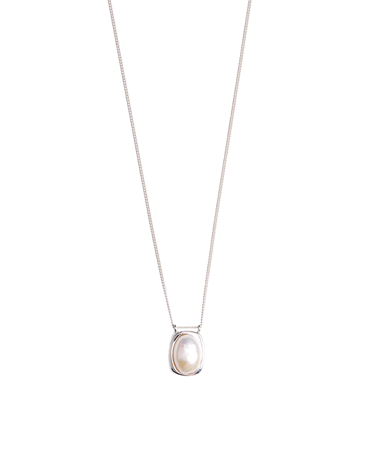 Pearl Top Necklace -Silver-