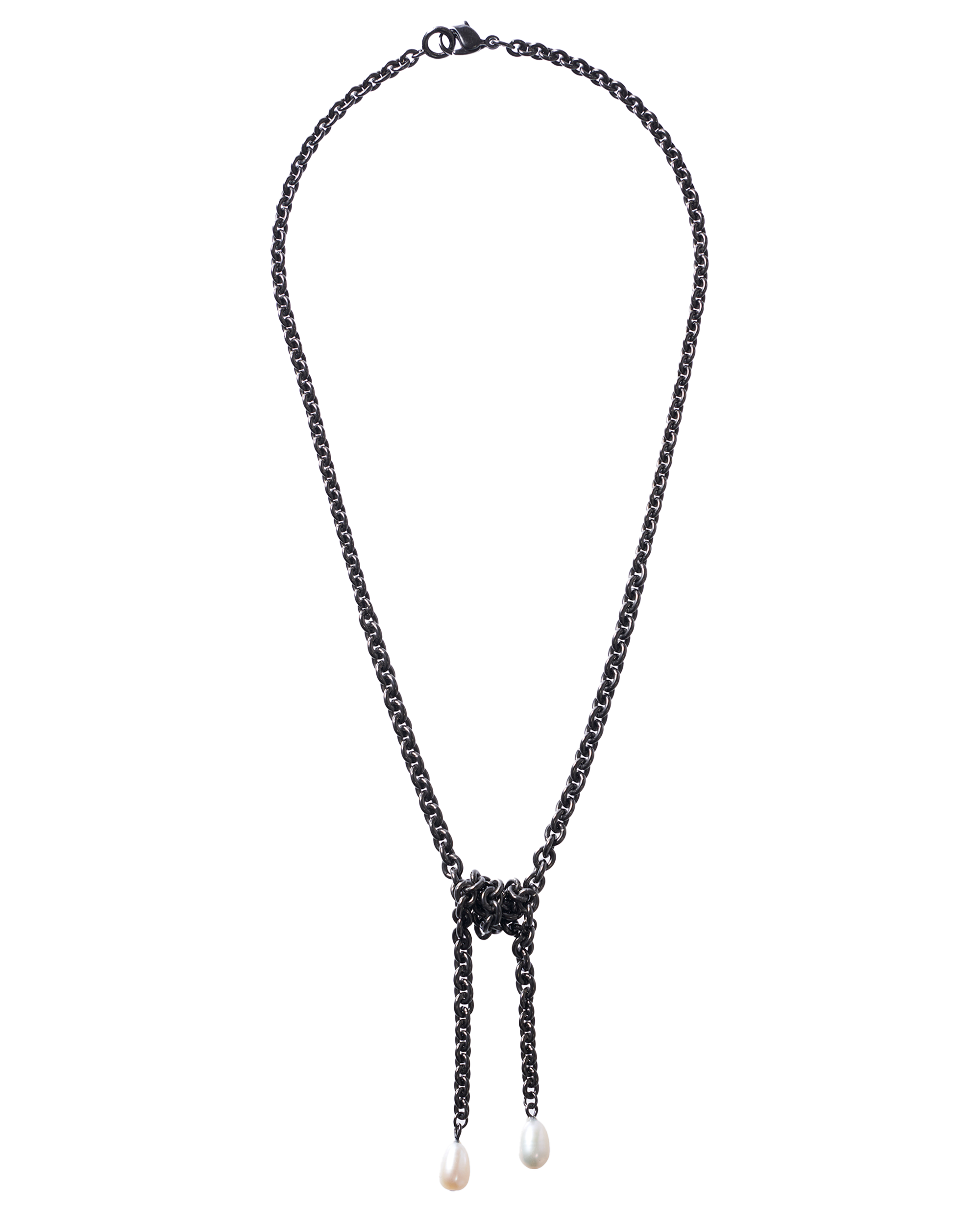Cord pearl necklace -Black-