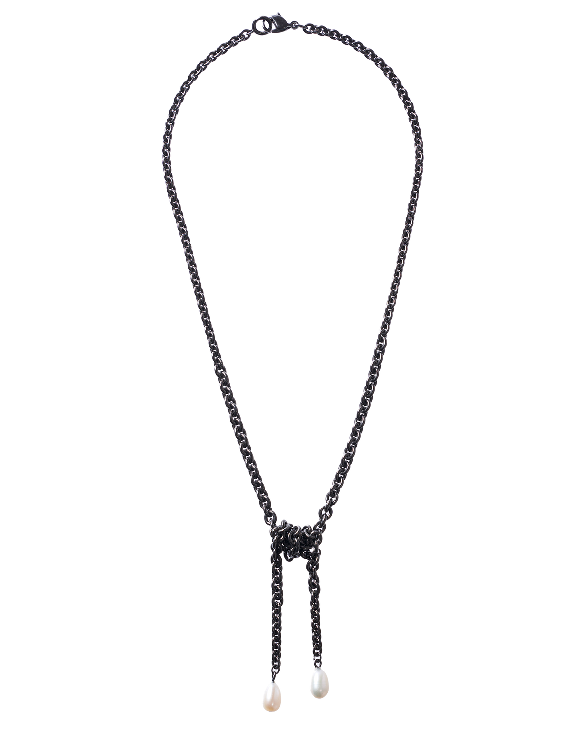 Cord pearl necklace -Black-