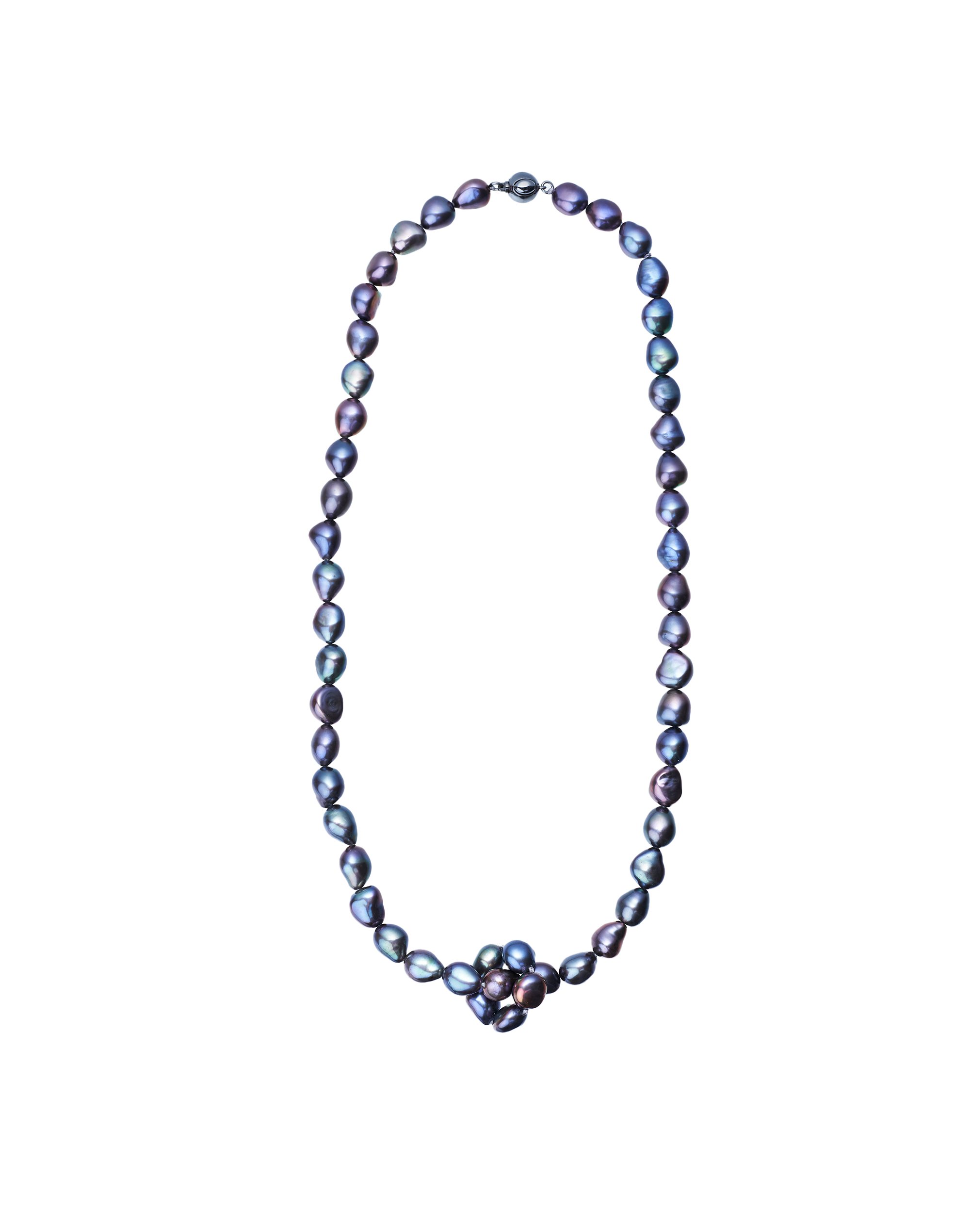 Flower pearl necklace -Black-