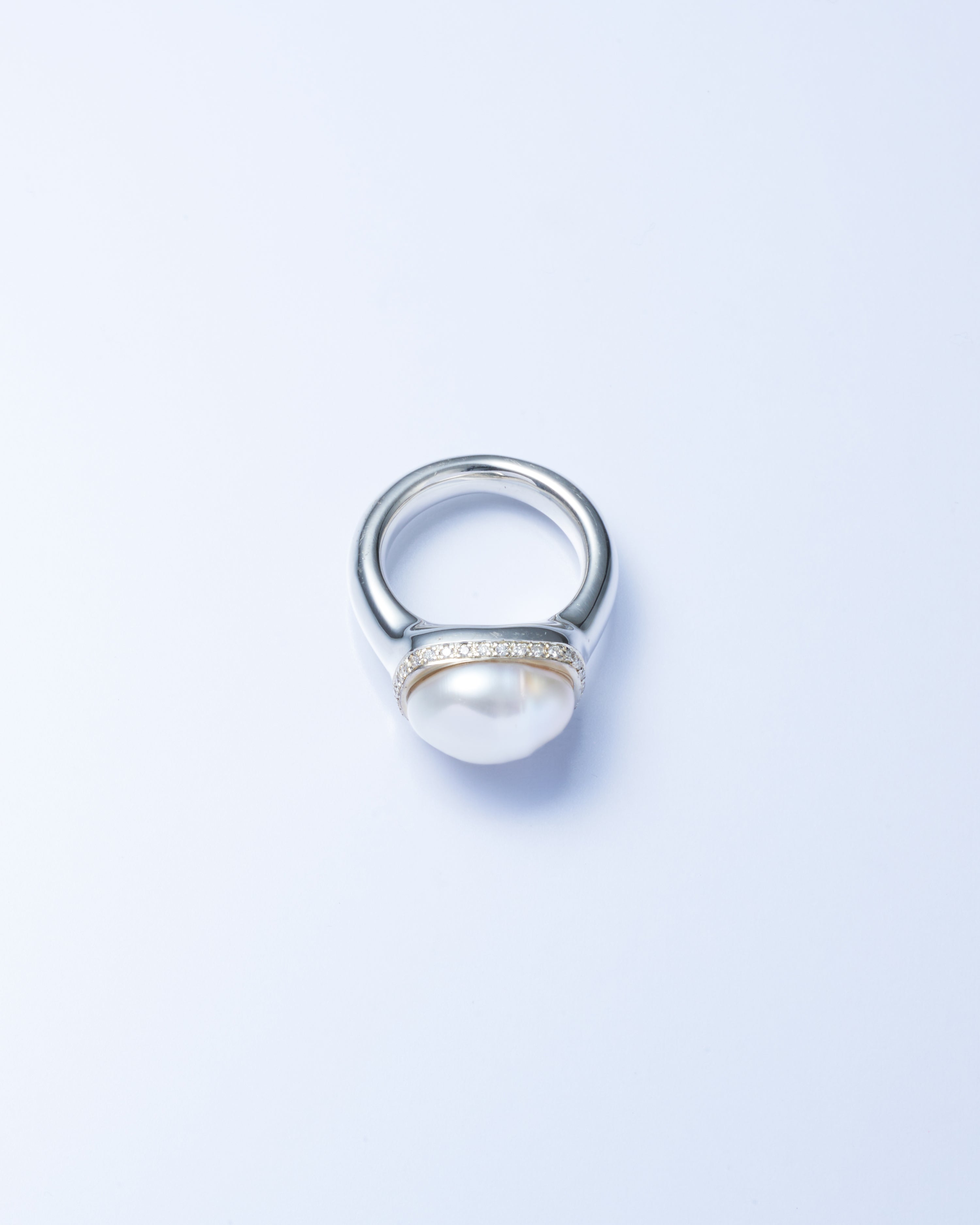 Pearl Diamond Ring -Silver-