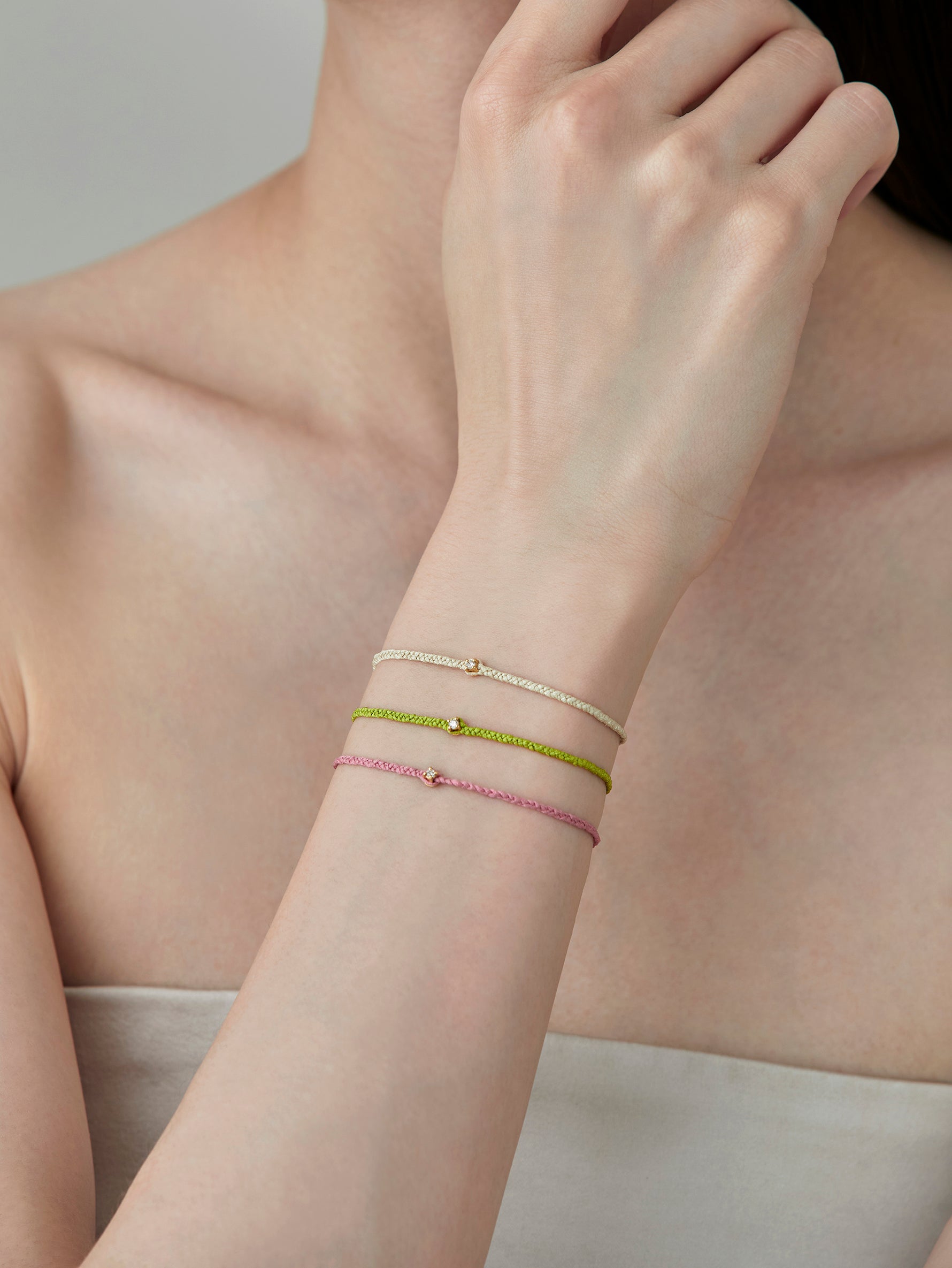 Pure Silk Bracelet 1 Diamond -Gold-