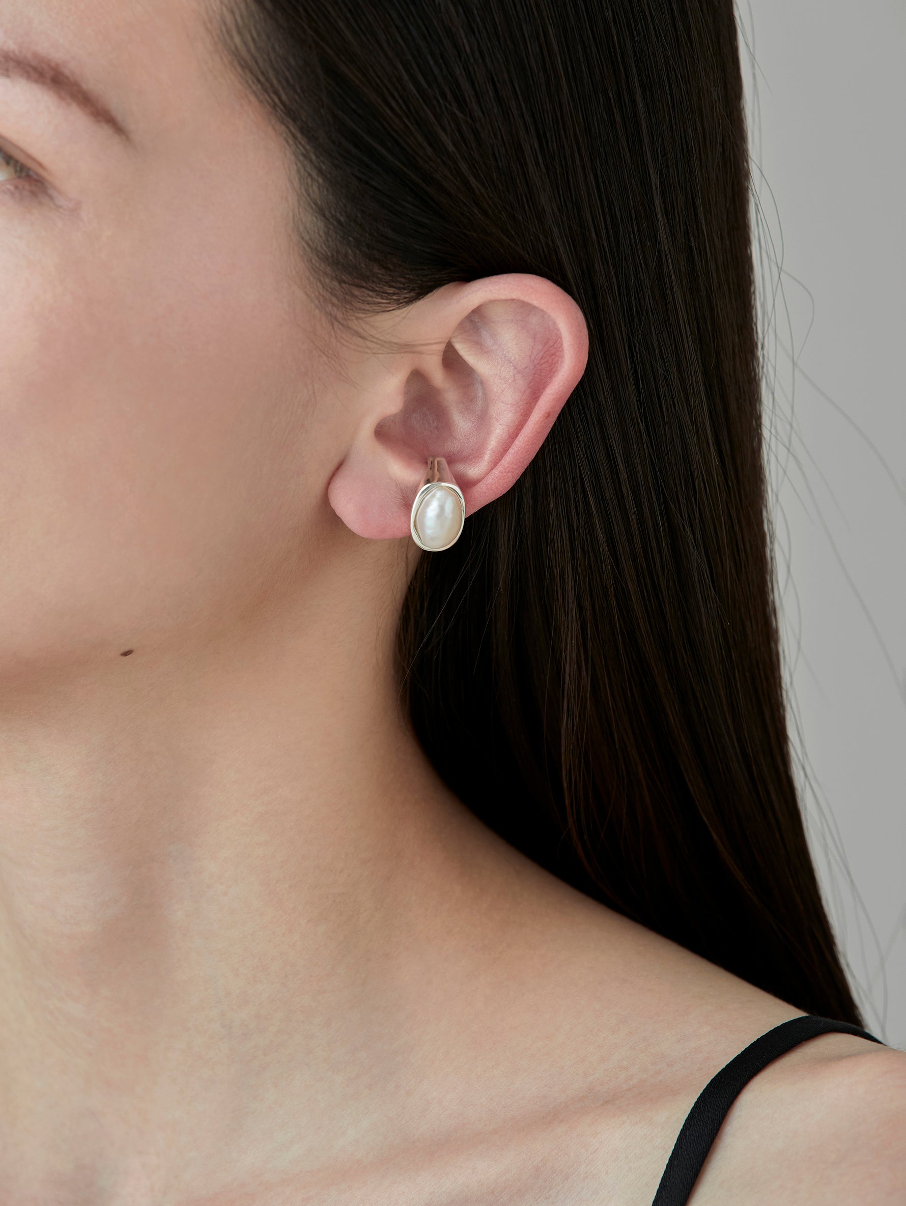 Pearl Ear Cuff -Silver-