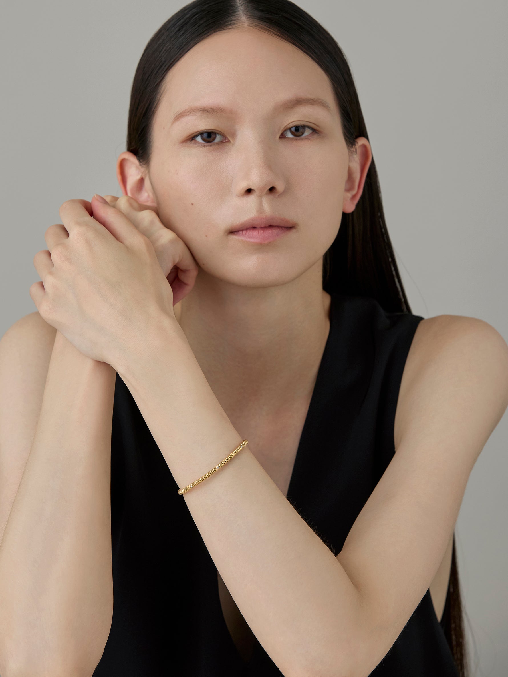 Spring 4 Stone Bangle Diamond -Gold-