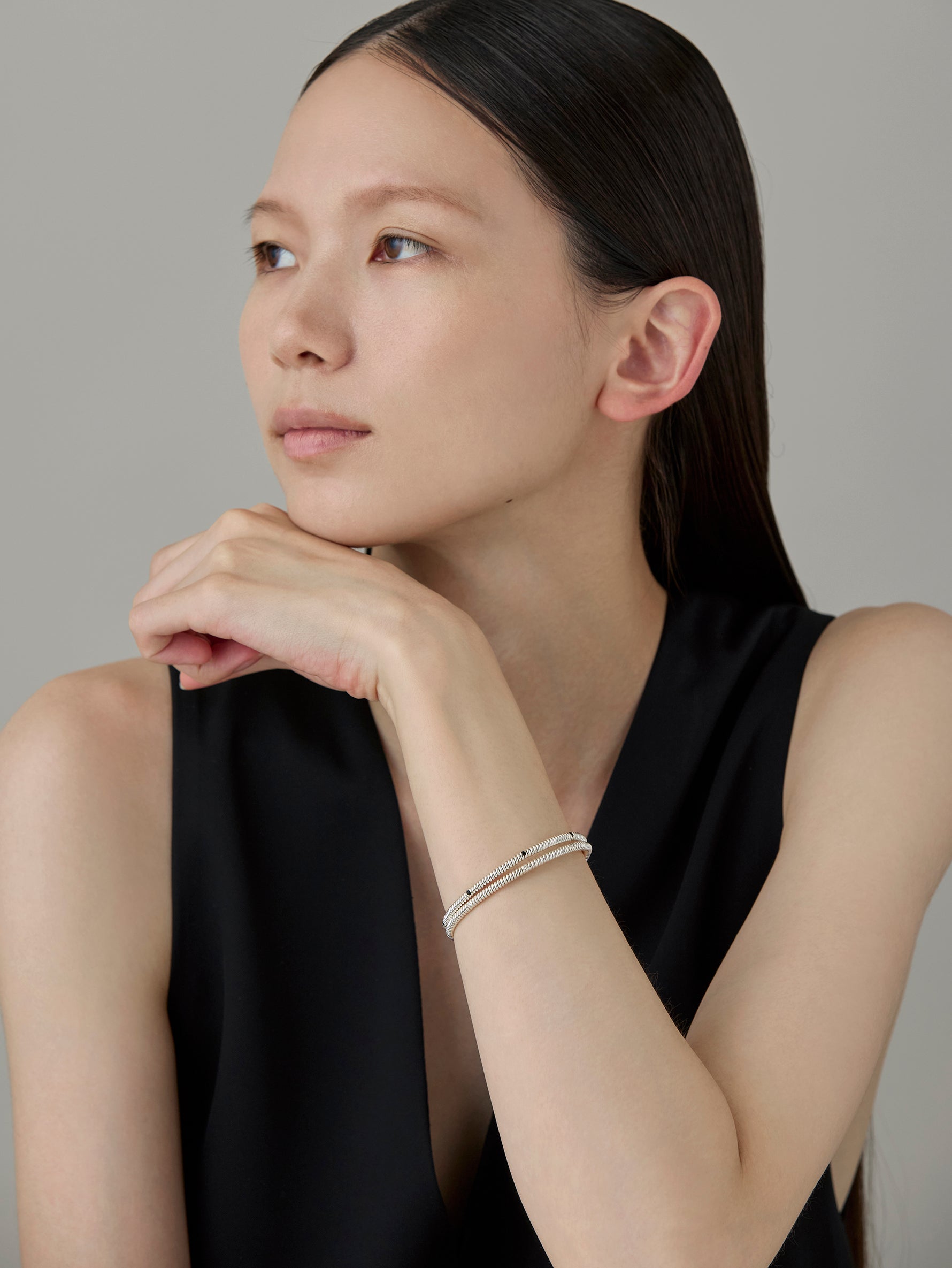 Spring 4 Stone Bangle Diamond -Silver-