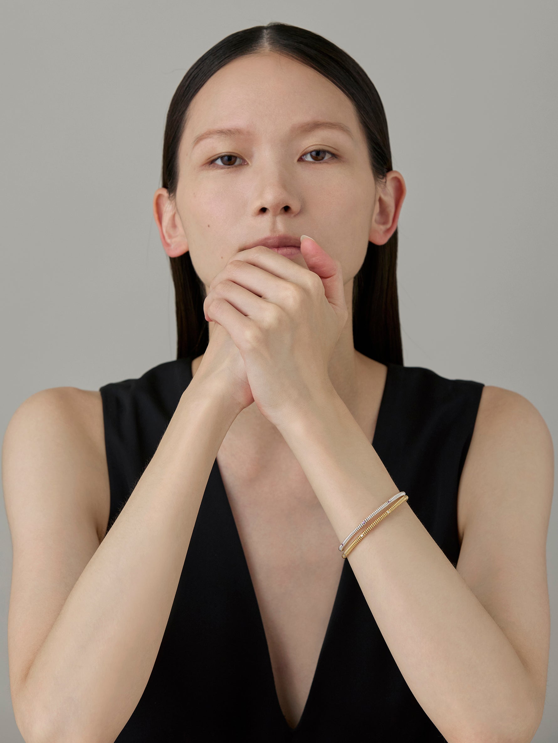 Spring 4 Stone Bangle Diamond -Gold-