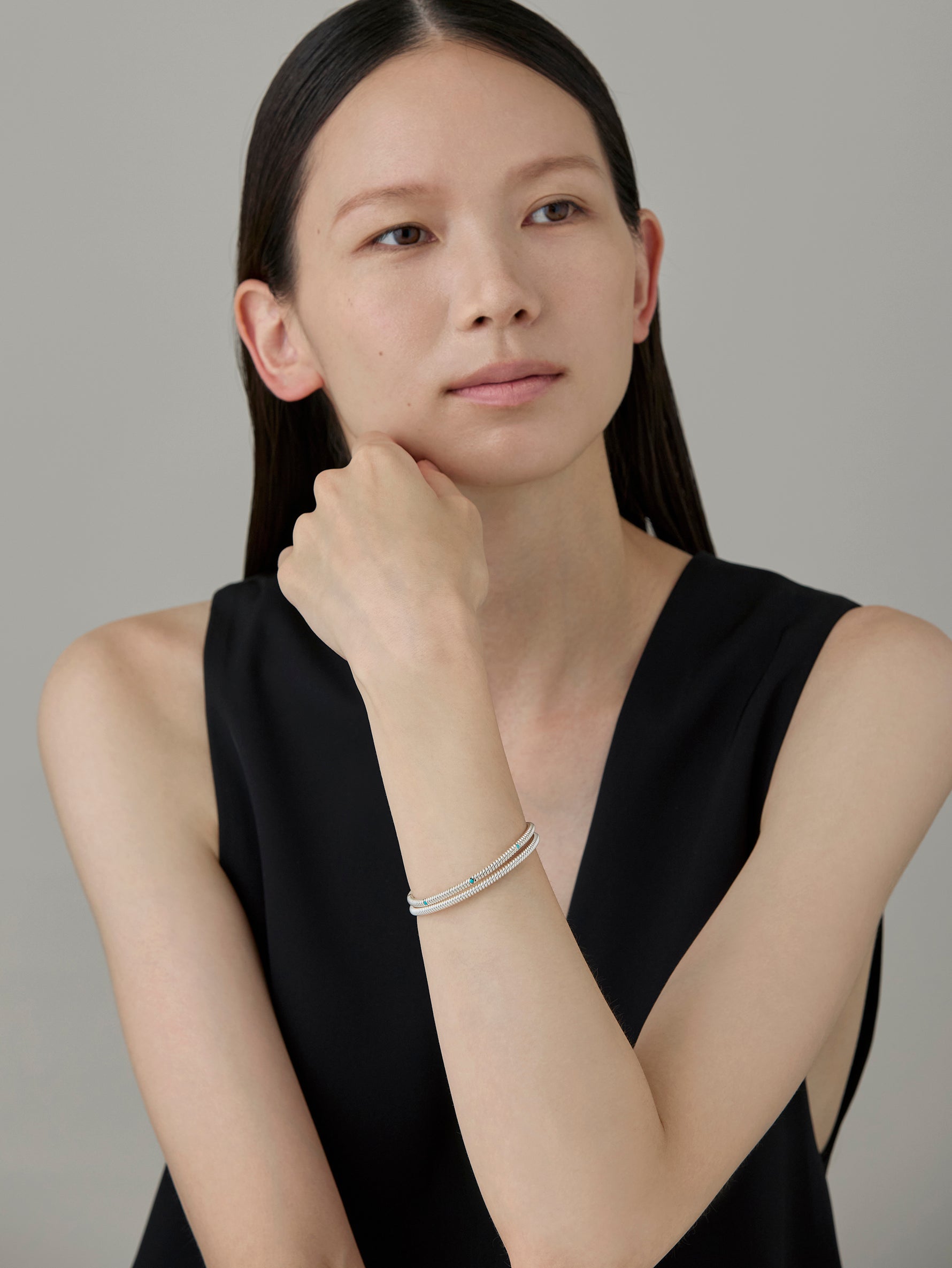 Spring 4 Stone Bangle Turquoise -Silver-