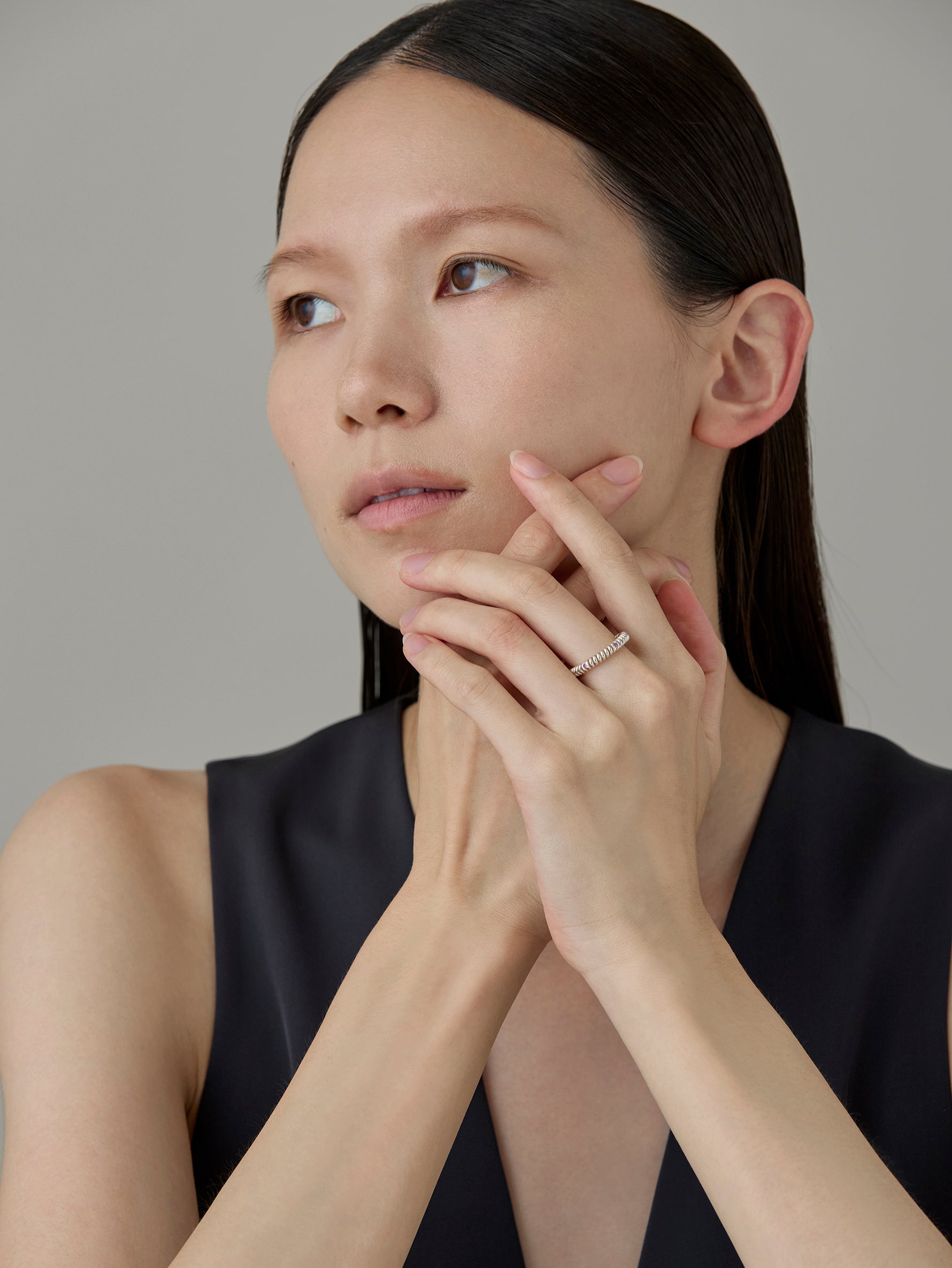 Spring 6 Stone Ring Pink Sapphire -Silver-