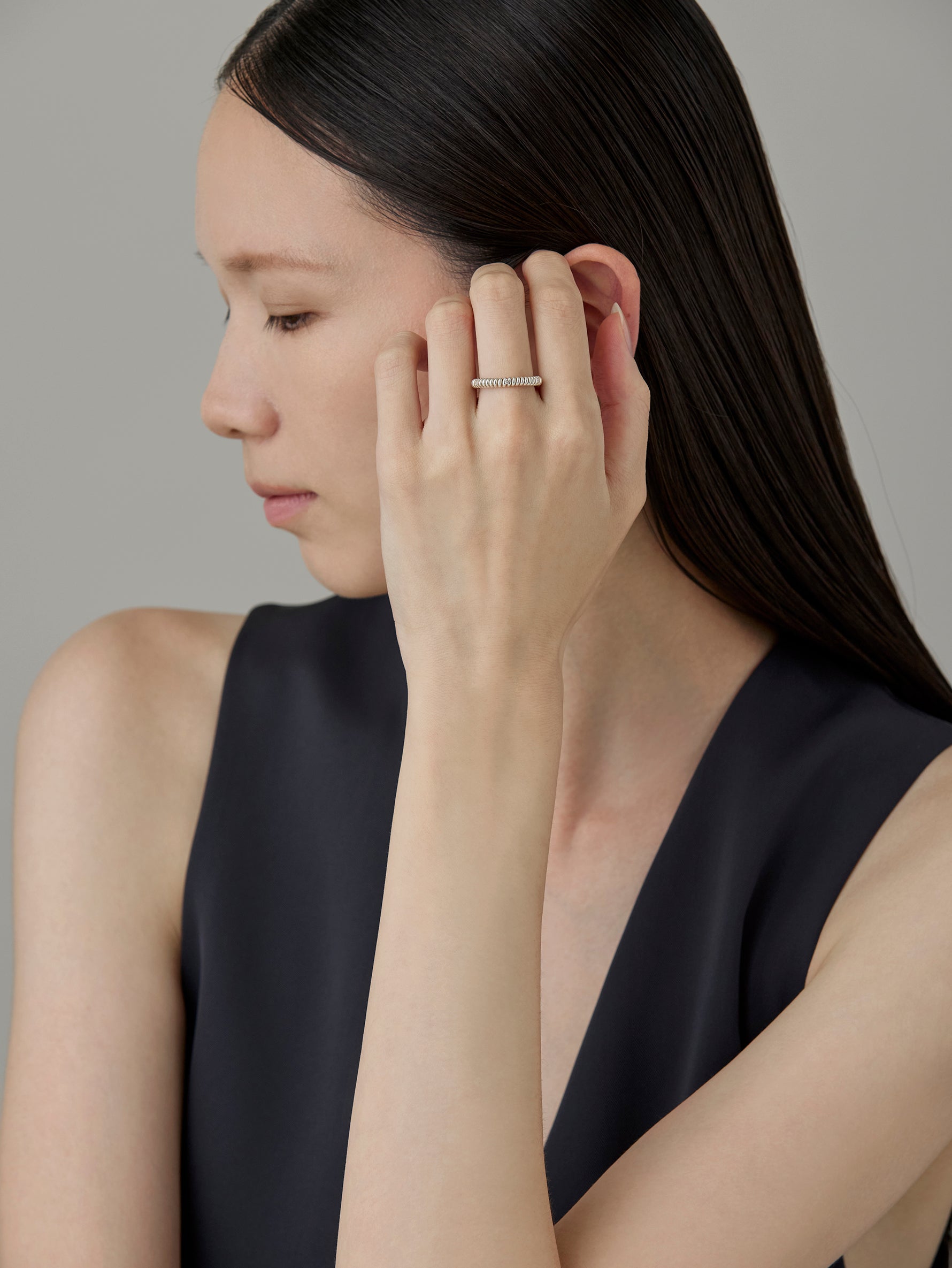 Spring 6 Stone Ring Diamond -Silver-