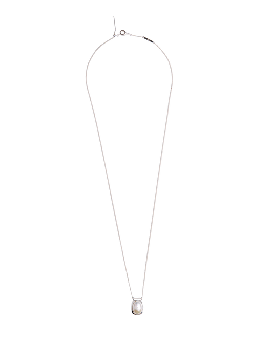 Pearl Top Necklace -Silver-