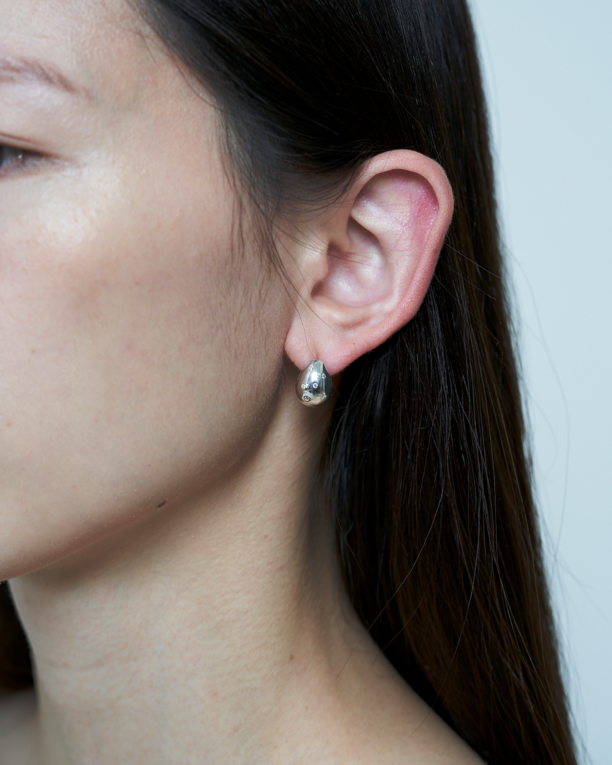 Drop Pierce S Diamond -Silver-