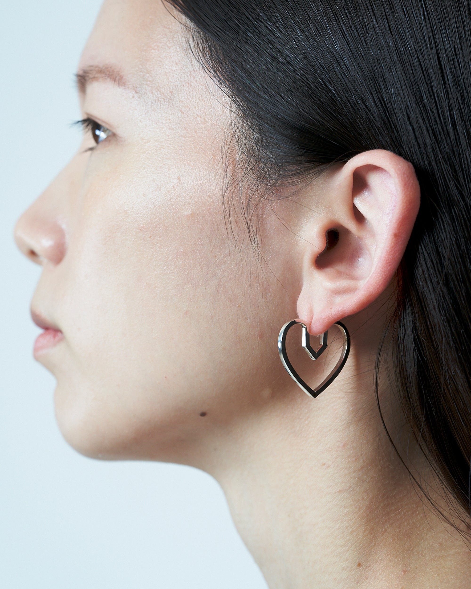 Hug Heart Hoop Pierce M -Silver-