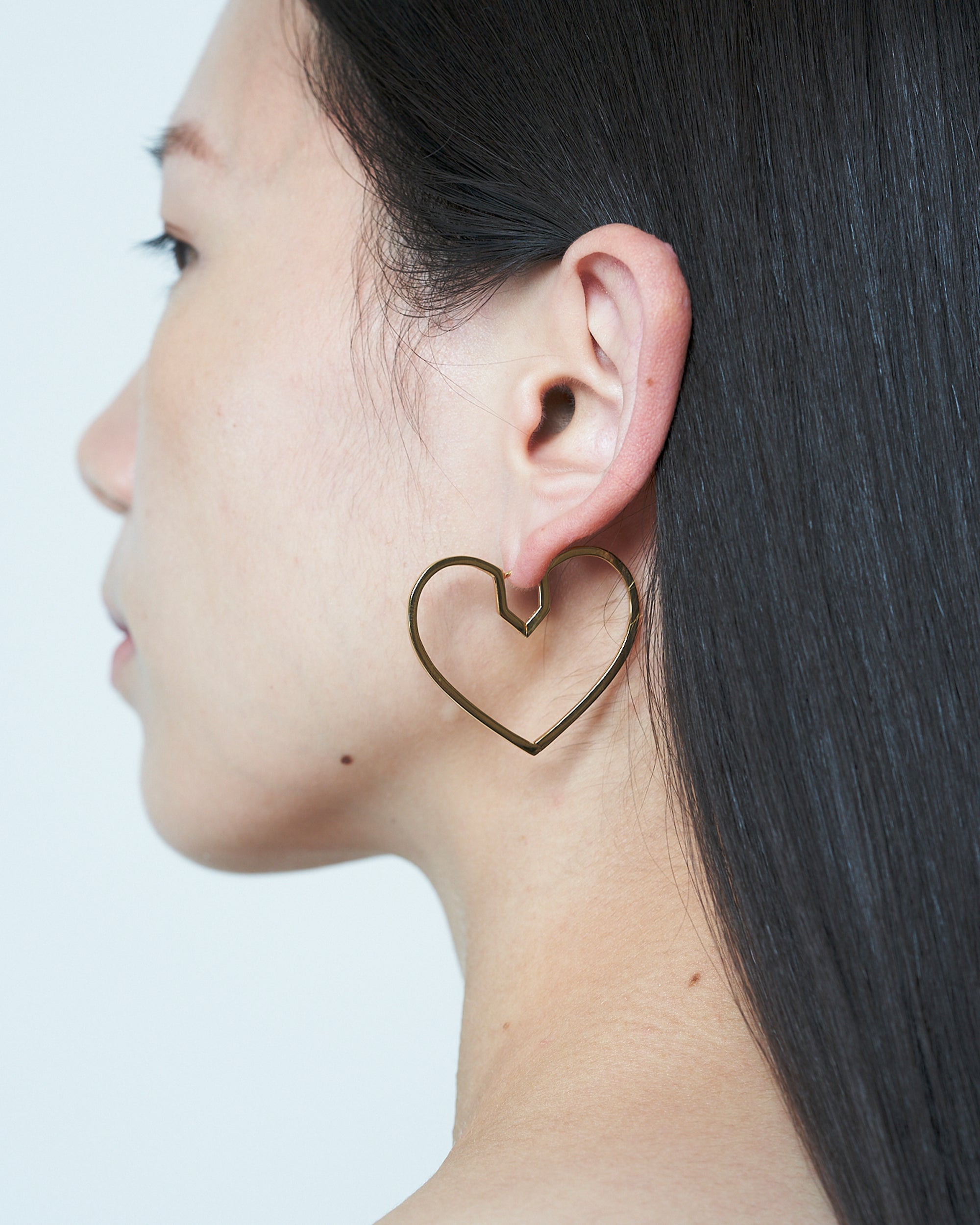 Hug Heart Hoop Pierce L -Gold-