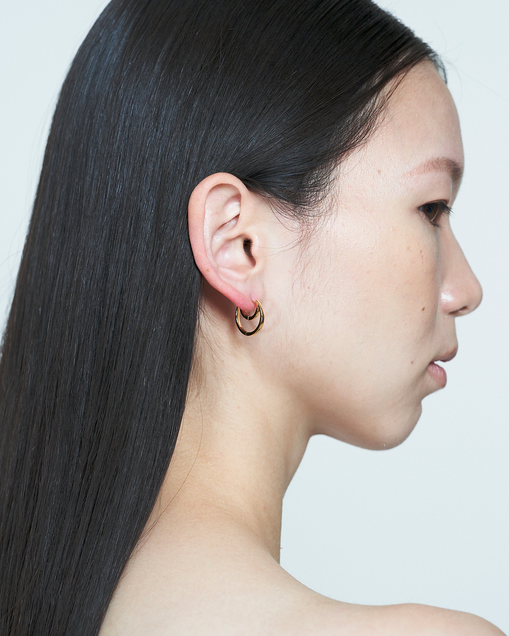 Hug Moon Hoop Pierce S -Gold-