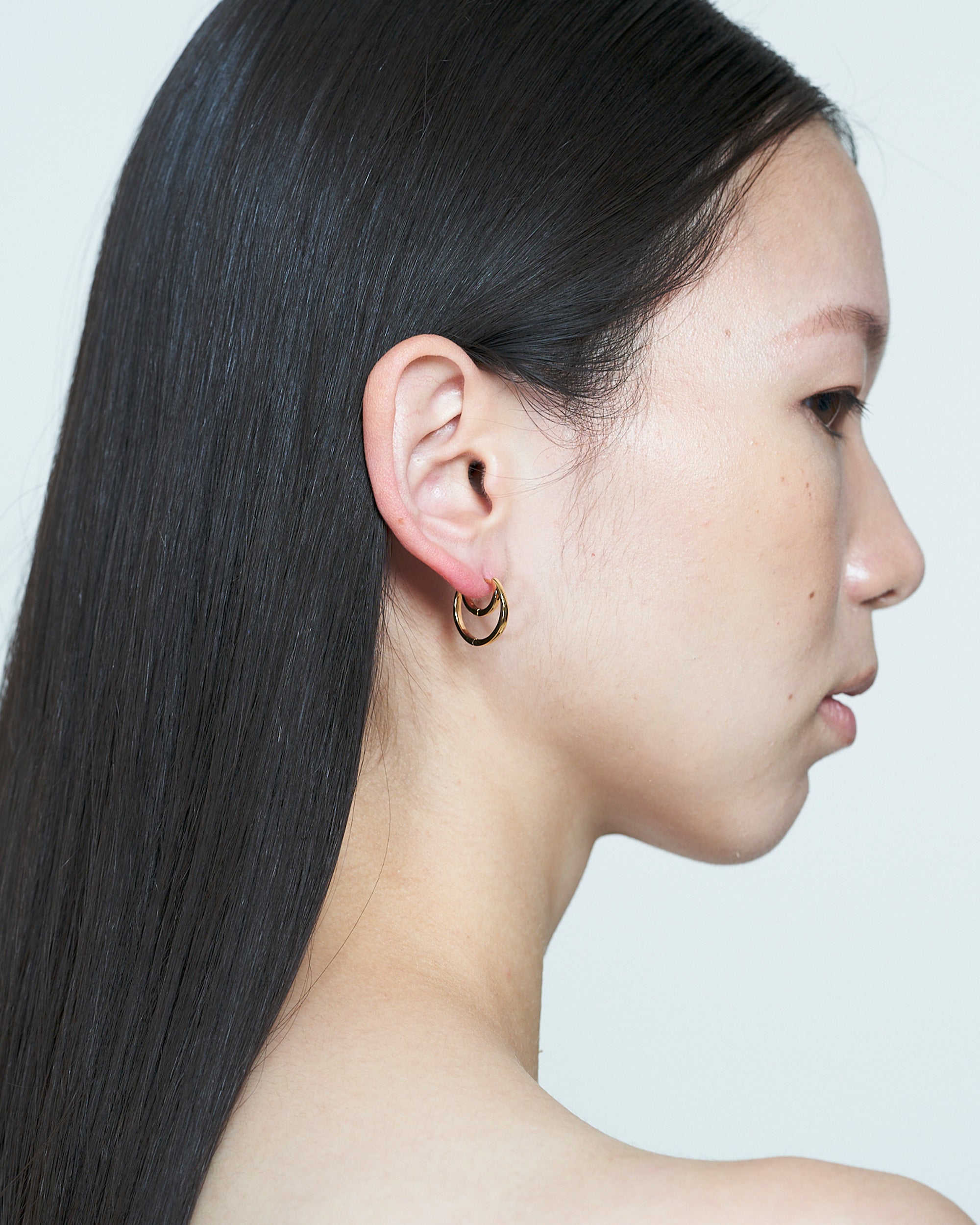 Hug Moon Hoop Pierce S -Silver-