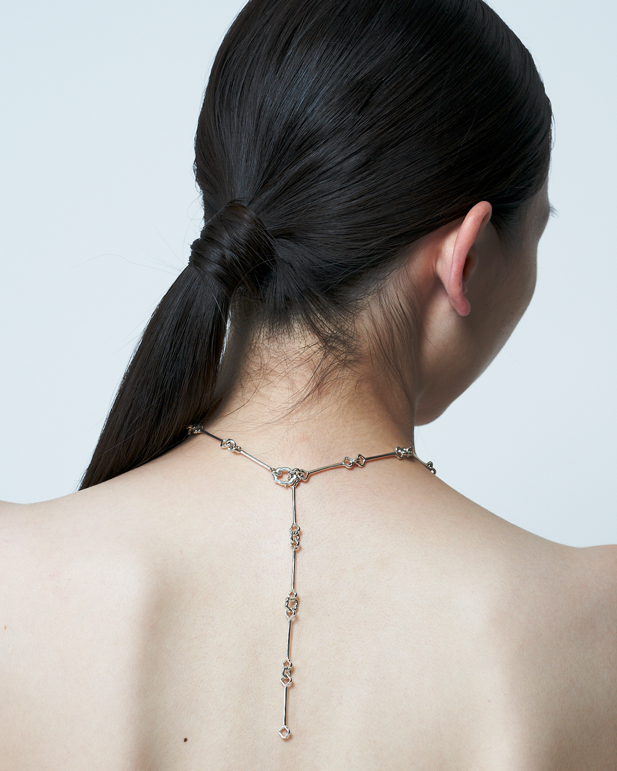 Flower Chain Necklace -Silver-
