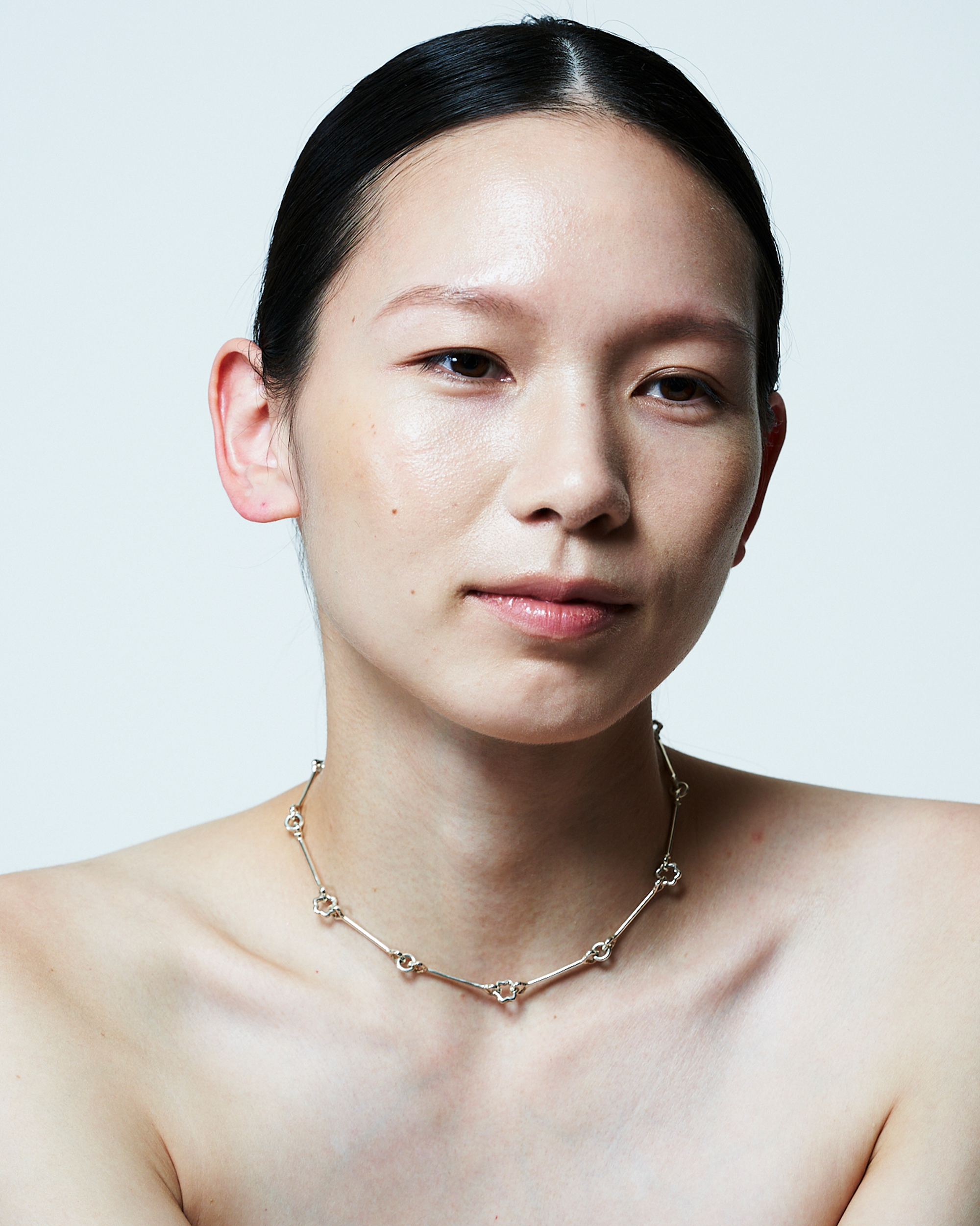 Flower Chain Necklace -Silver-