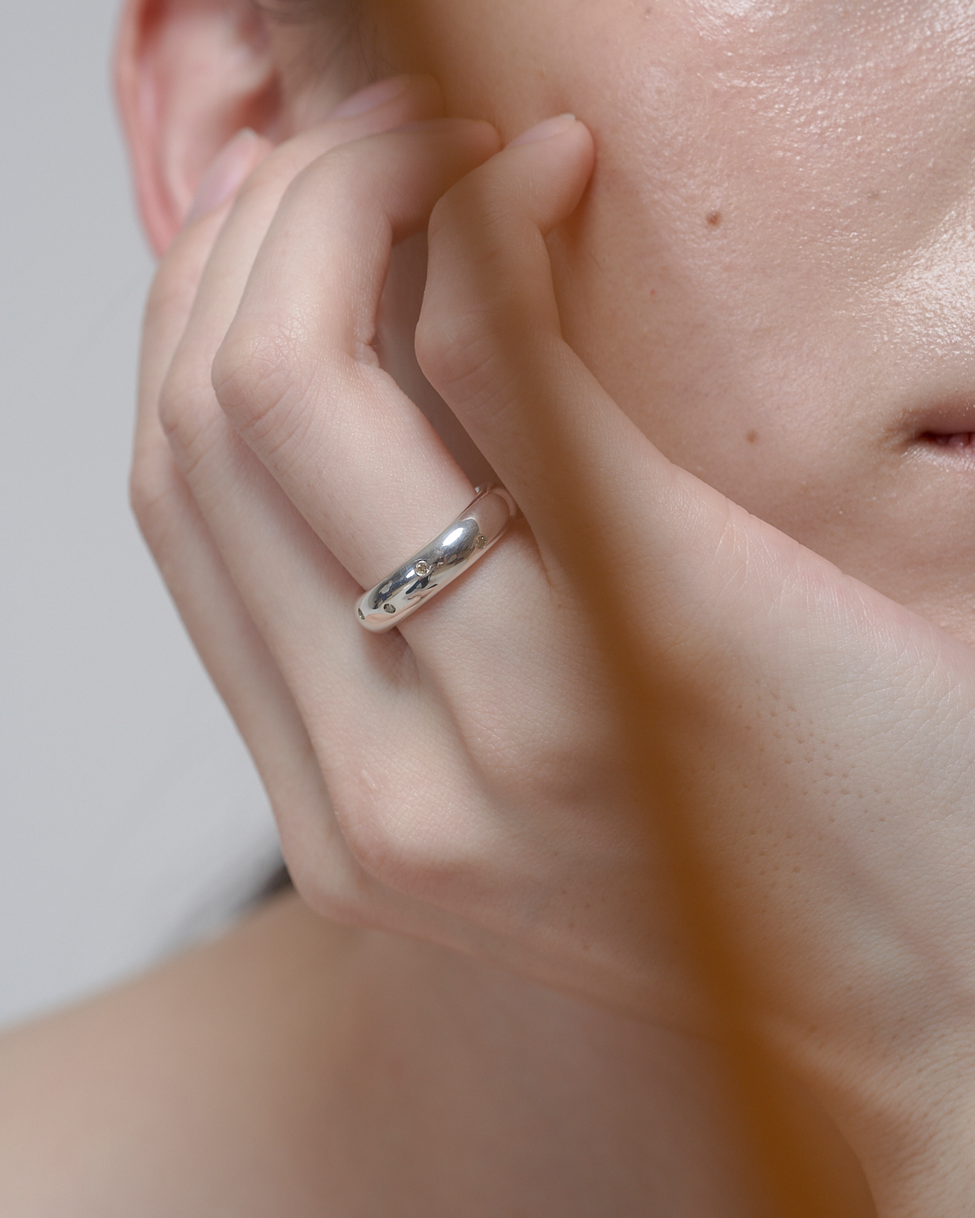 Drop Ring Diamond -Silver-