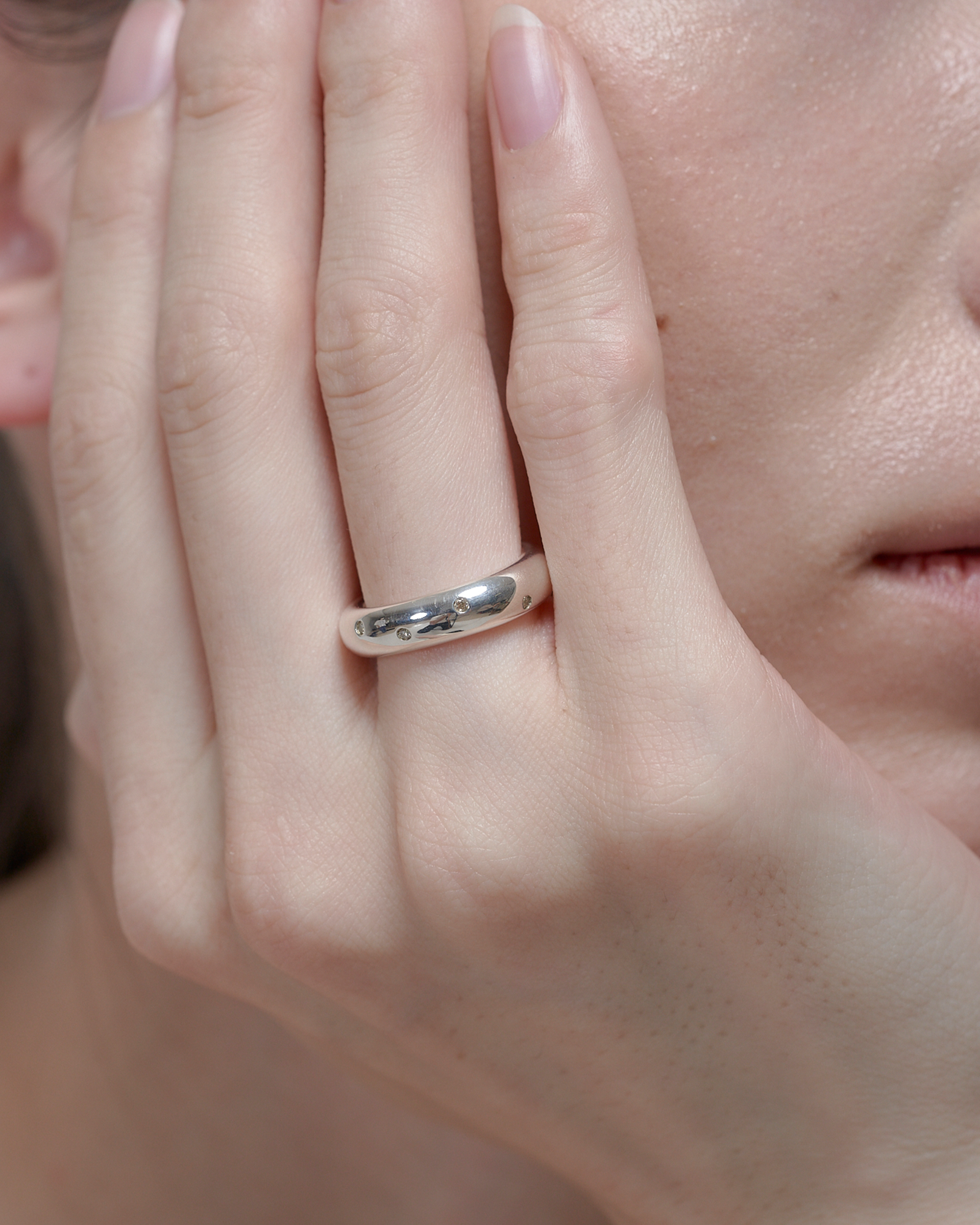 Drop Ring Diamond -Silver-