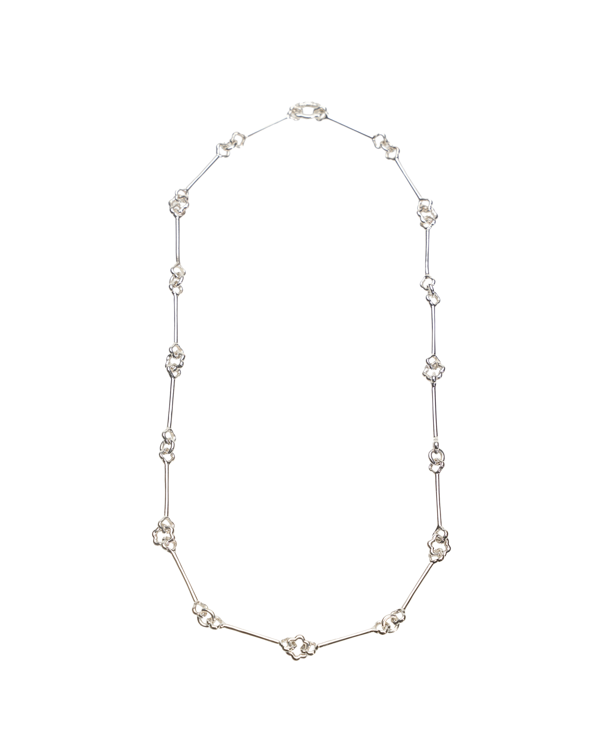 Flower Chain Necklace -Silver-