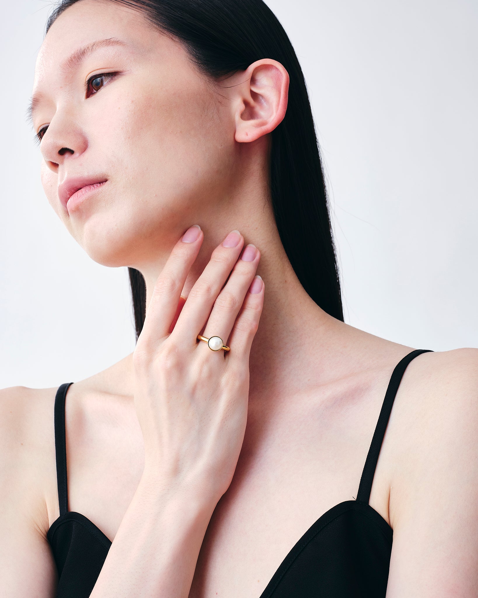 Pearl Cap Ring Small -Gold-