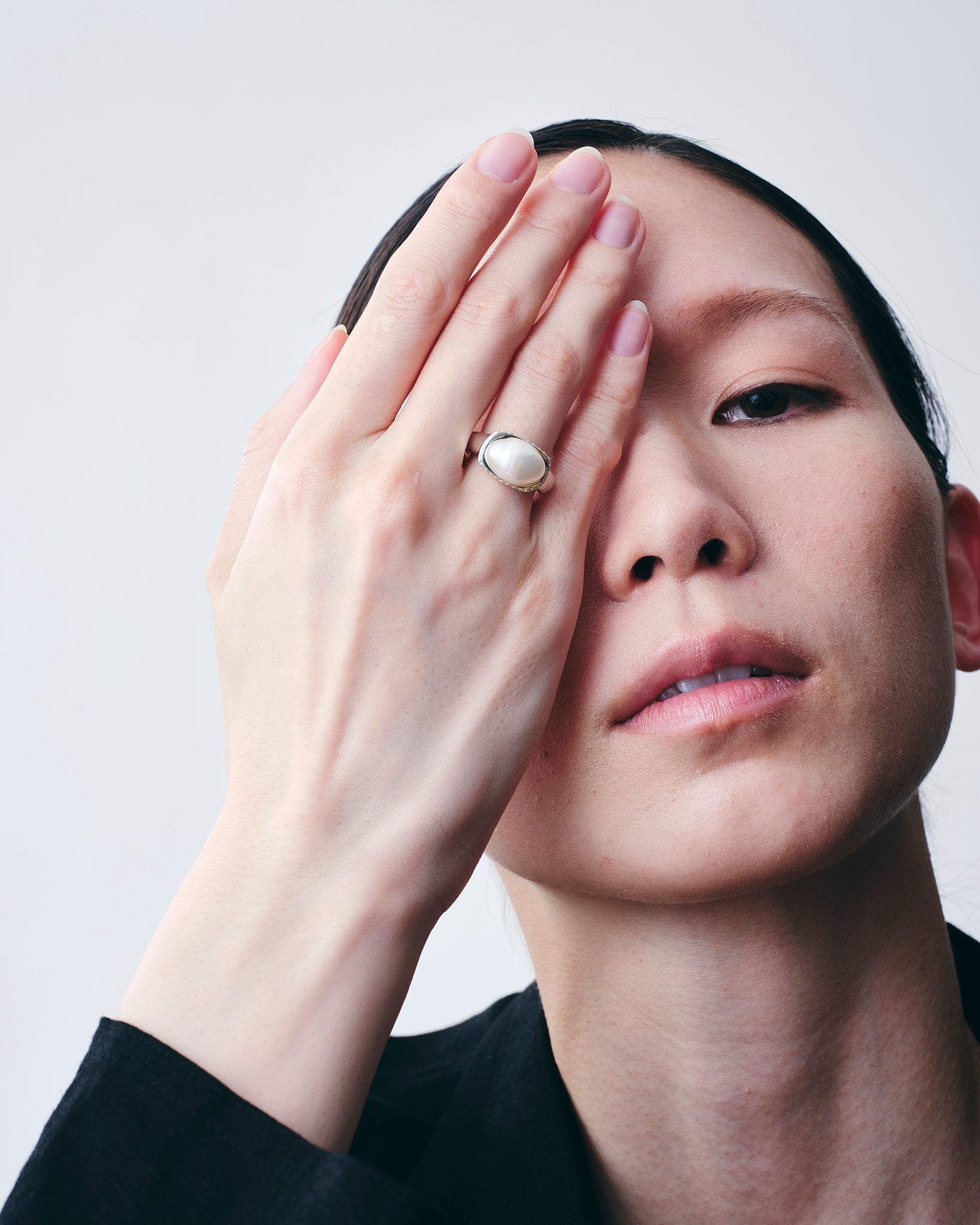 Pearl Diamond Ring -Silver-