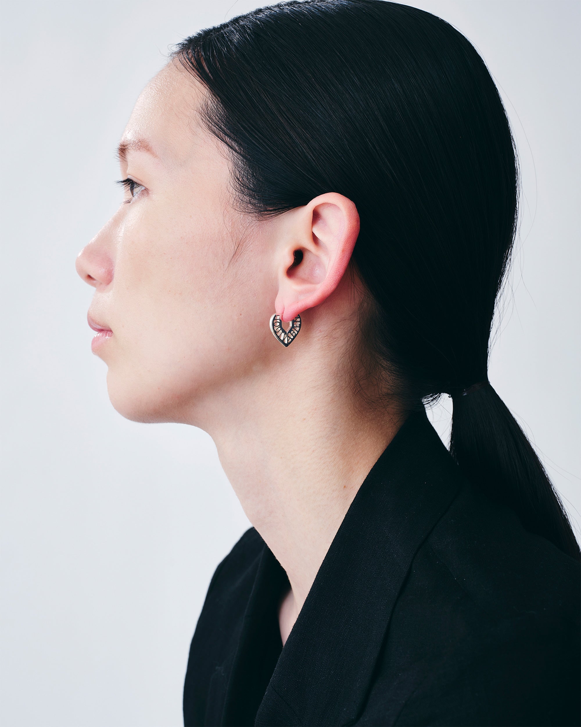 Lettering Heart Pierce -Silver-