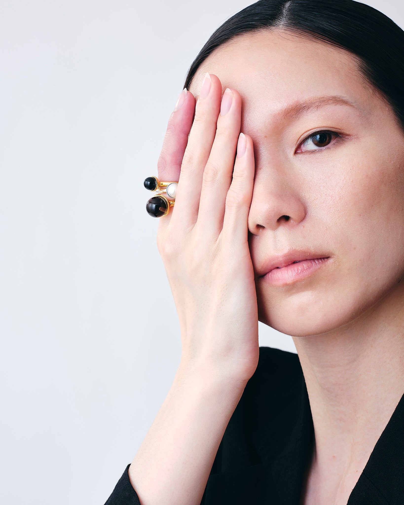 Onyx Cap Ring Small -Gold-