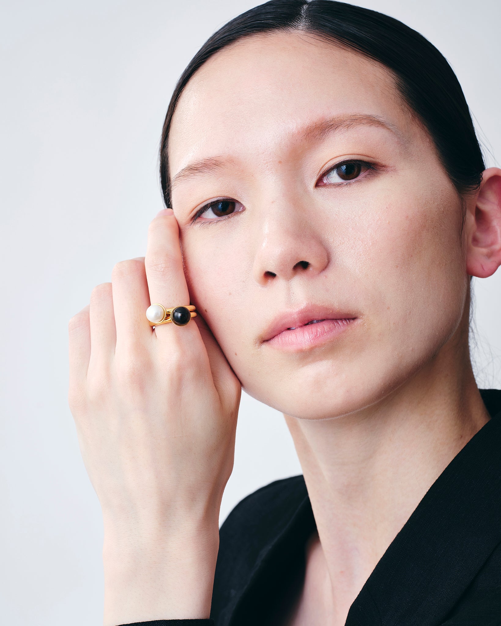 Pearl Cap Ring Small -Gold-