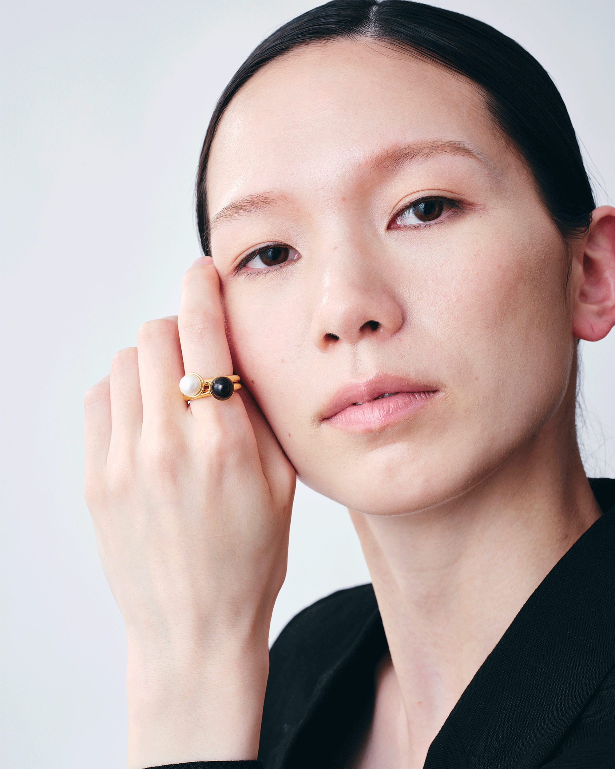 Pearl Cap Ring Small -Gold-
