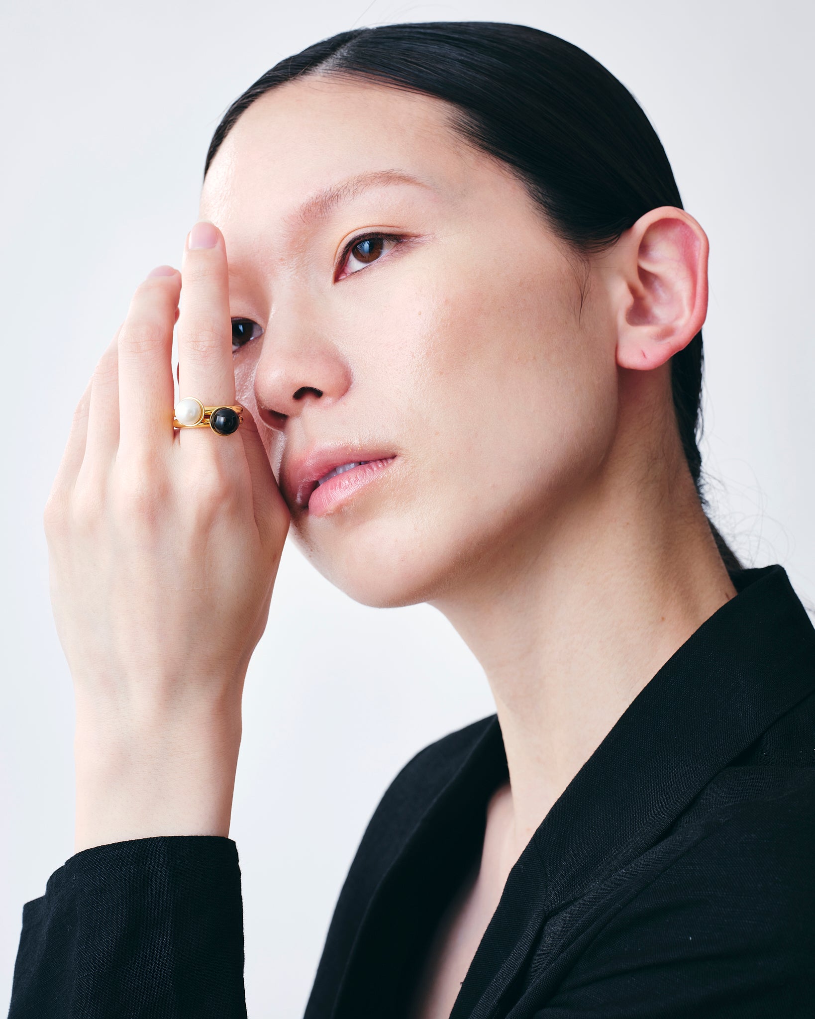 Pearl Cap Ring Small -Gold-