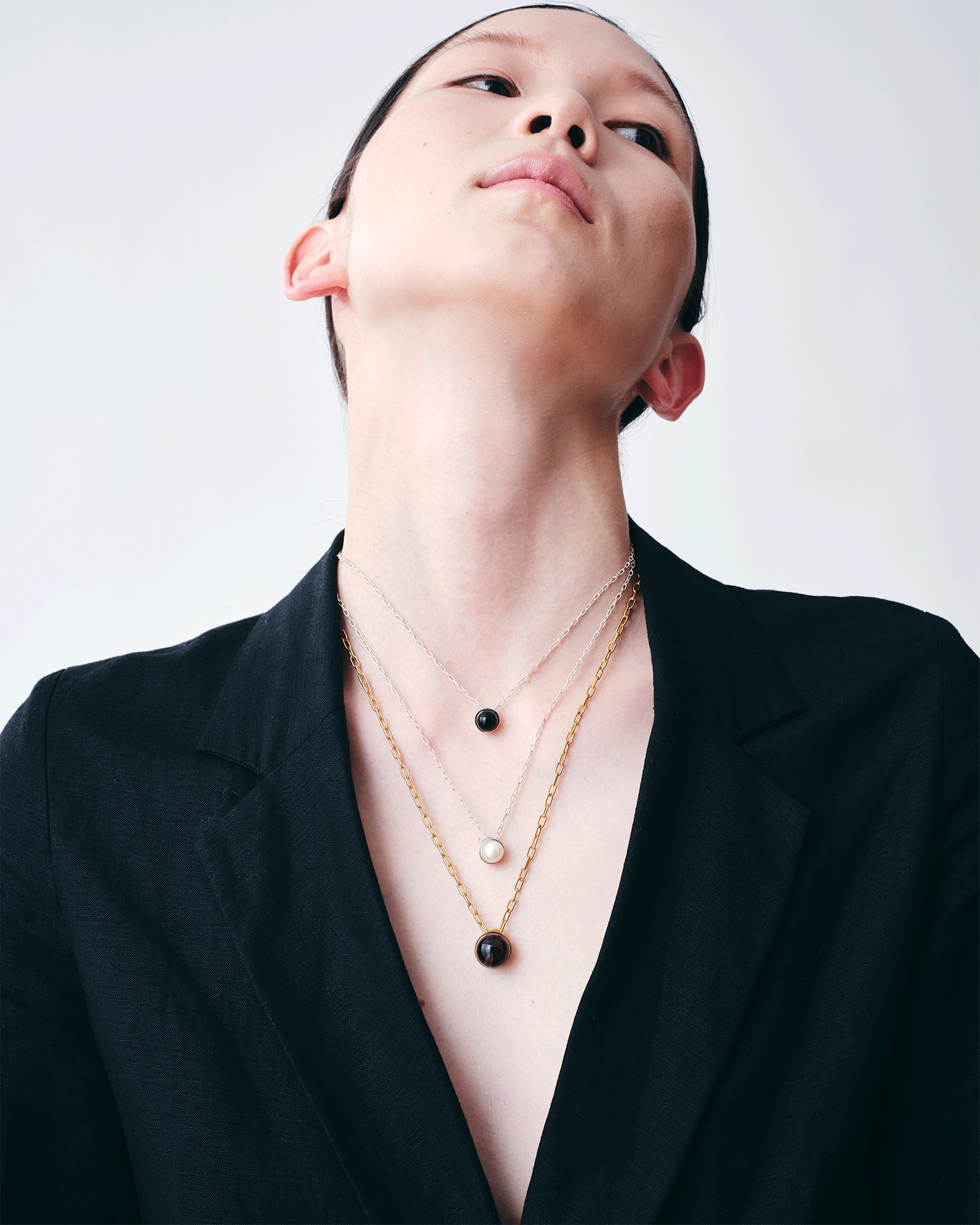 Onyx Cap Necklace Small -Gold-