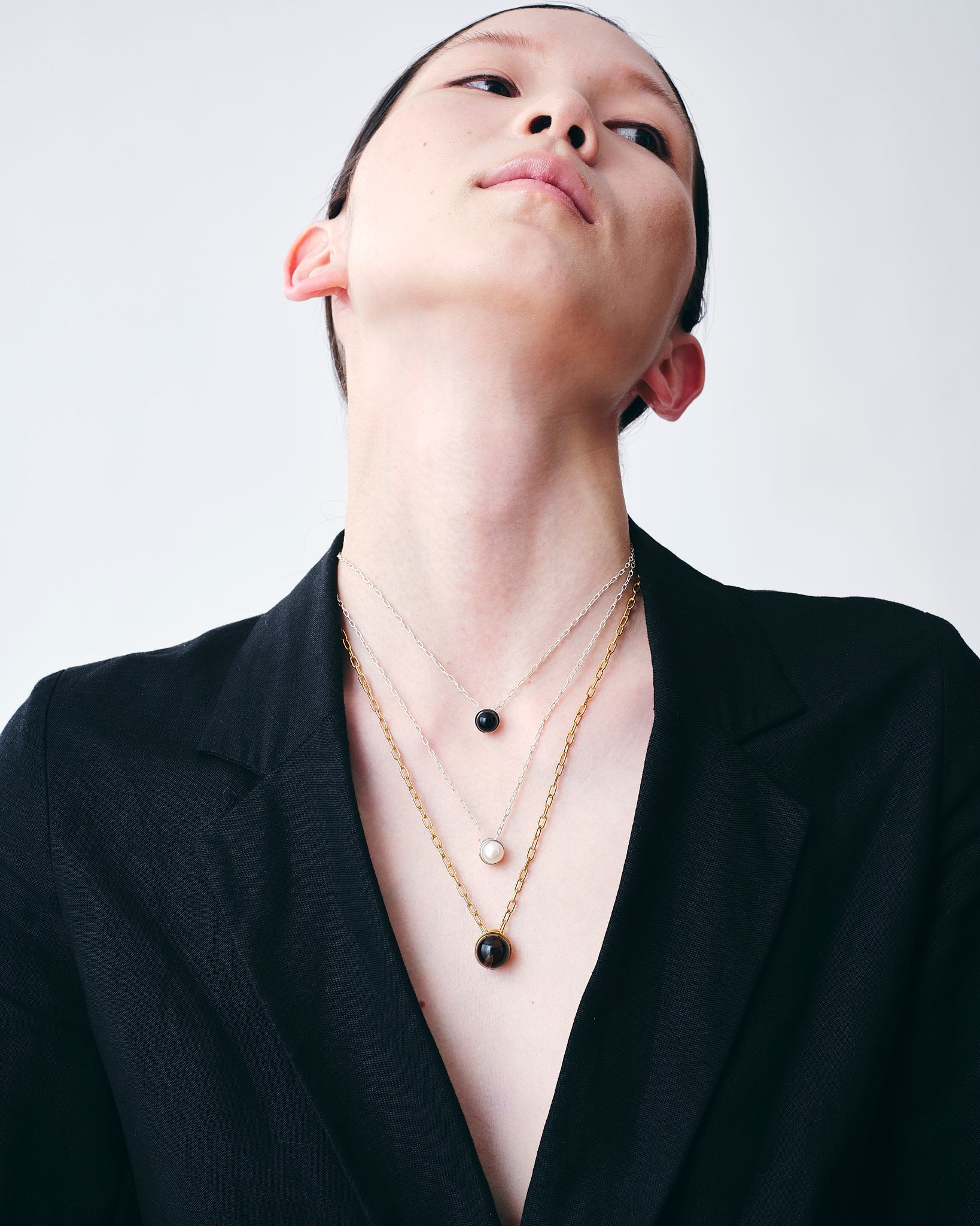 Pearl Cap Necklace Small -Silver-