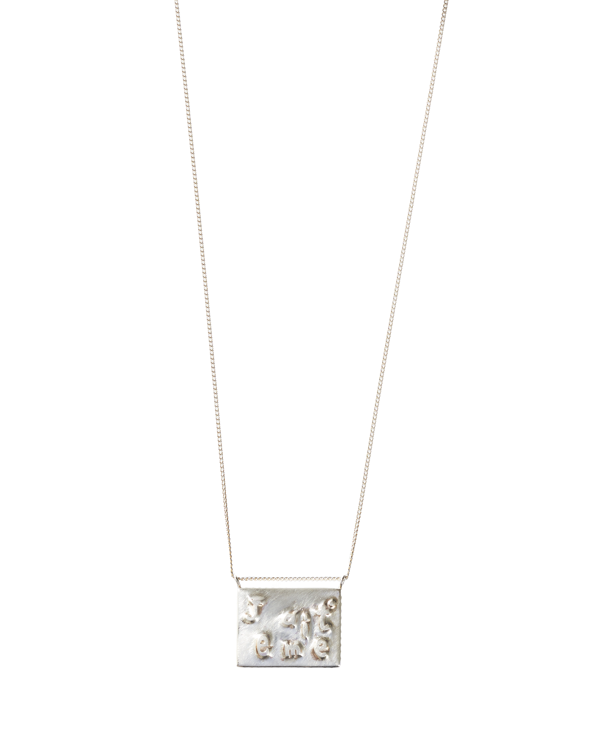 Square Necklace Lettering-Silver-