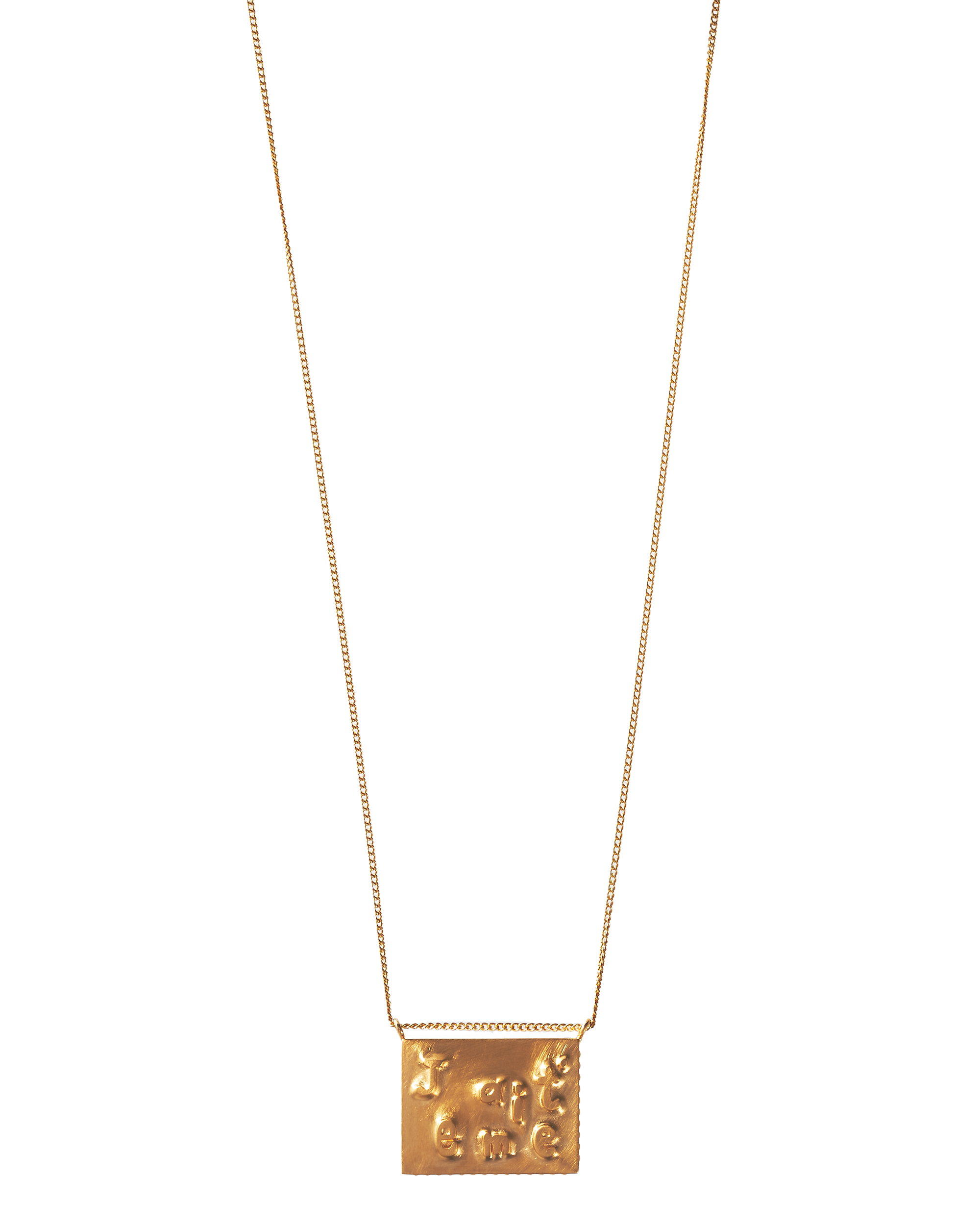 Square Necklace Lettering-Gold-