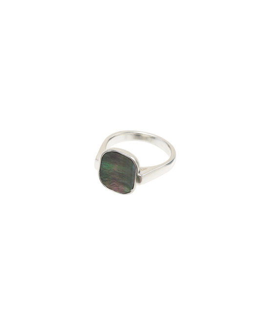 Black Shell Window Ring -Silver-