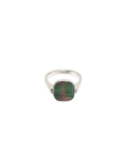 Black Shell Window Ring -Silver-