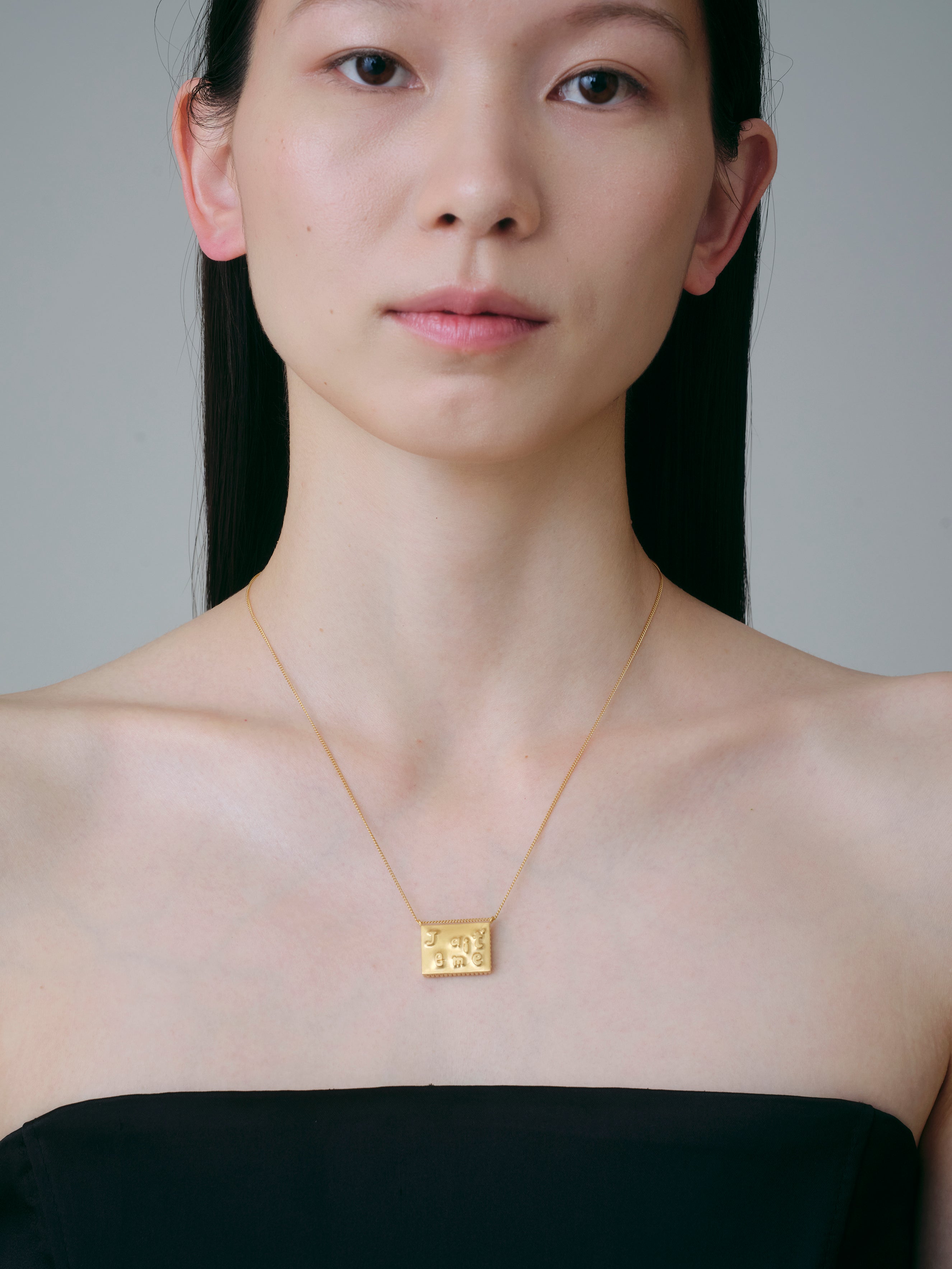 Square Necklace Lettering-Gold-