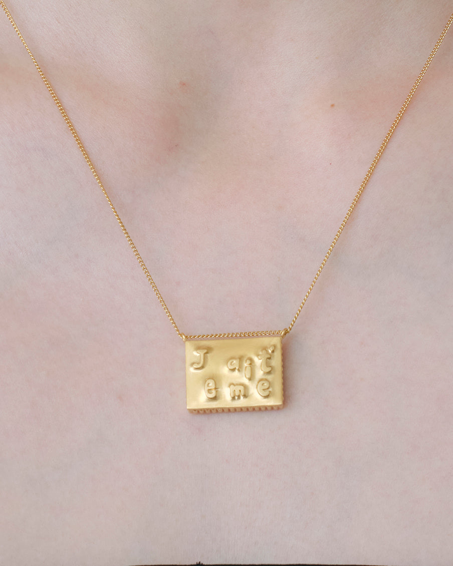 Square Necklace Lettering-Gold-