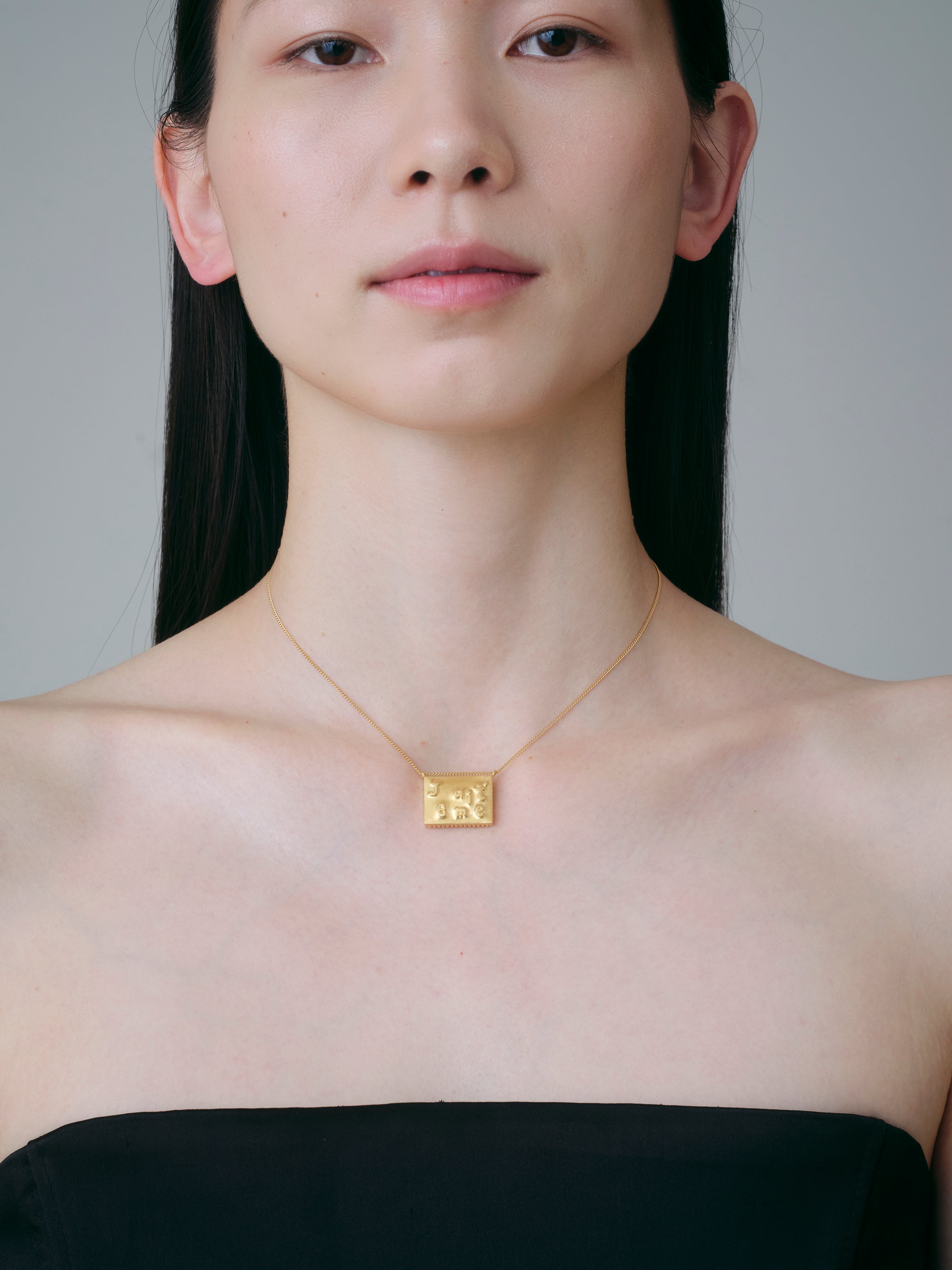 Square Necklace Lettering-Gold-
