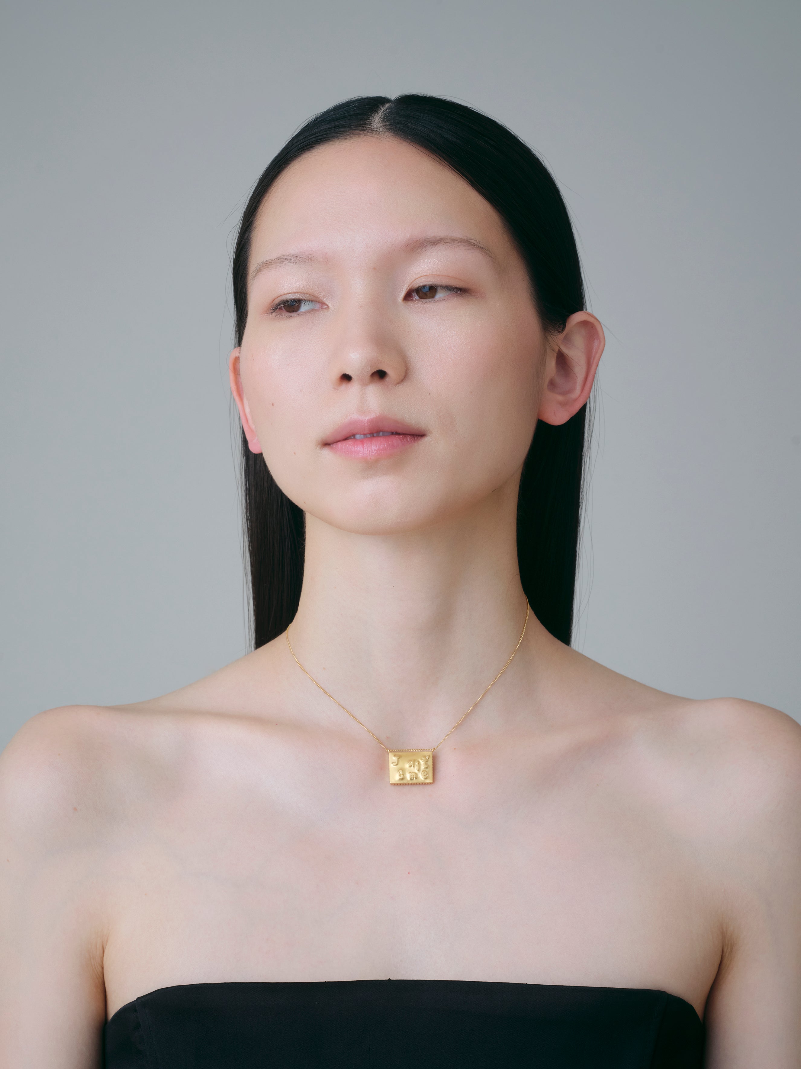 Square Necklace Lettering-Gold-